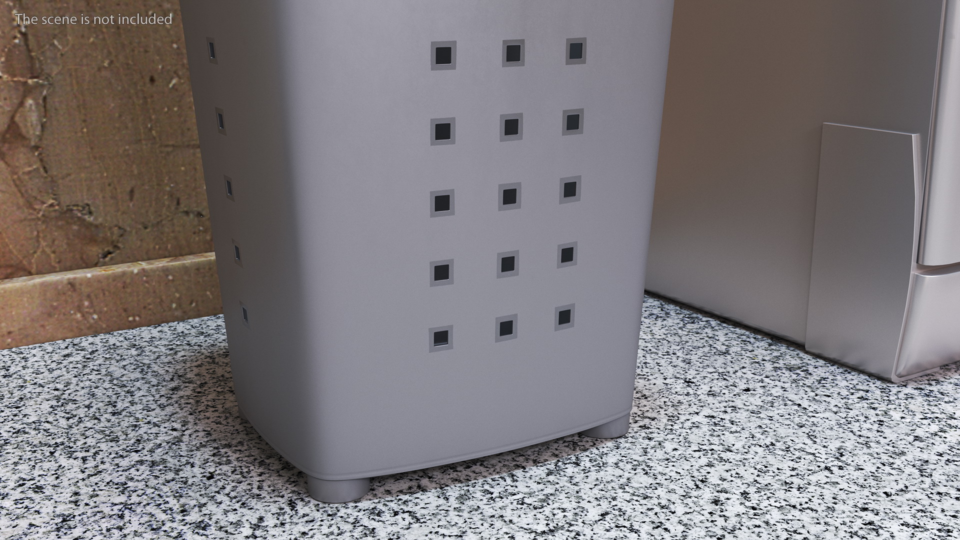 Plastic Laundry Basket Silver 3D model