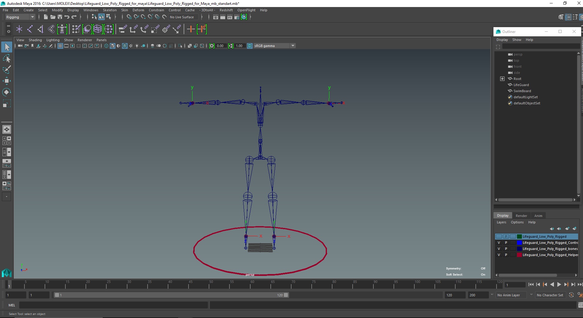Lifeguard Low Poly Rigged for Maya 3D model