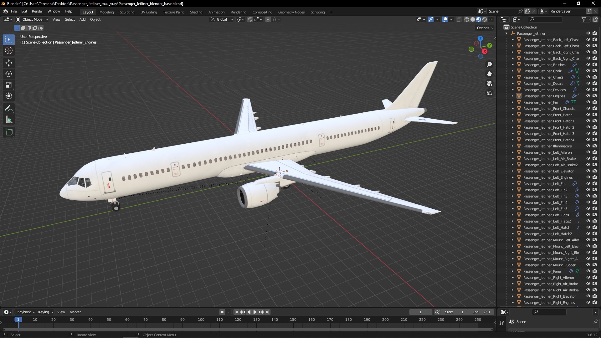 3D Passenger Jetliner model
