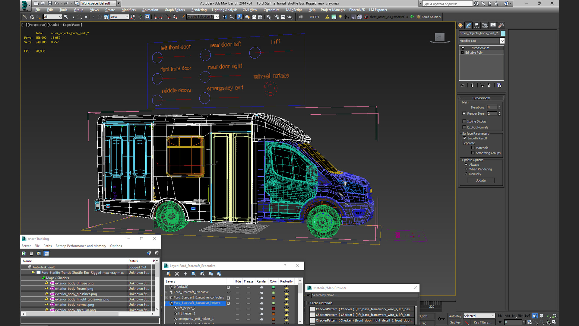 3D Ford Starcraft Executive Shuttle Bus Rigged model