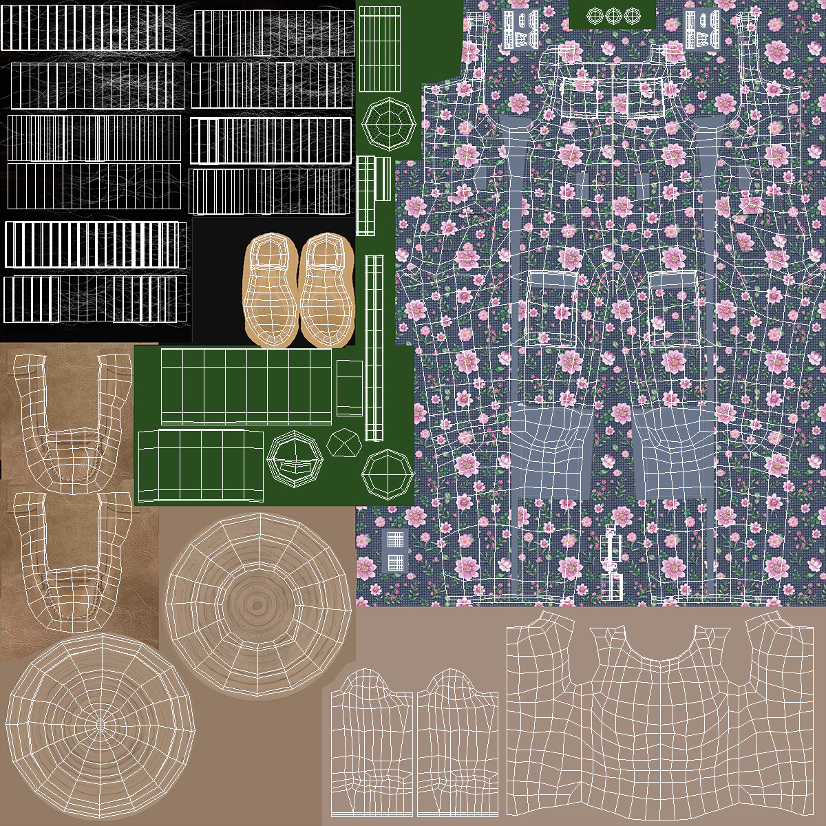 3D Black Elderly Woman Gardener Style A-Pose
