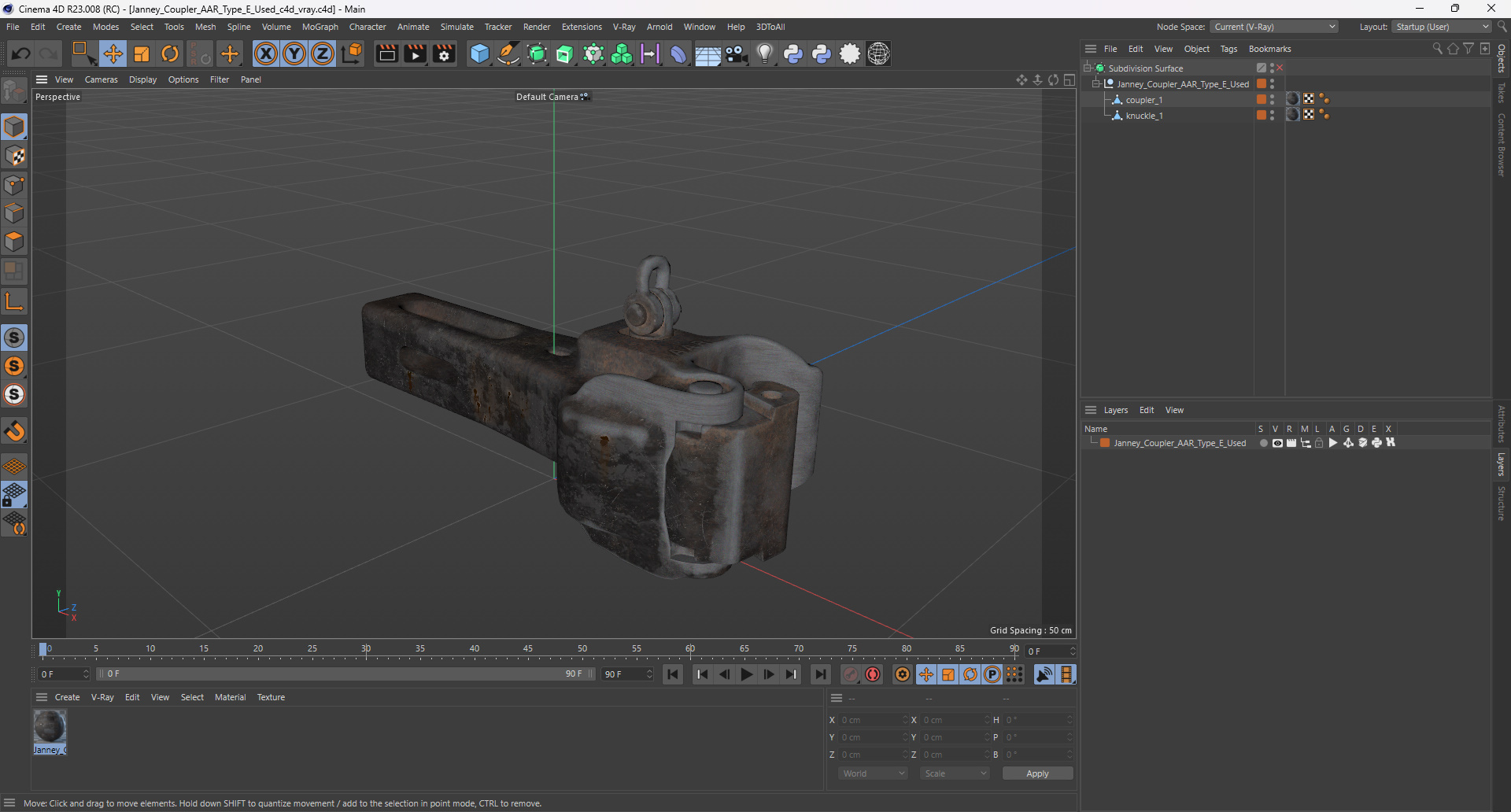 3D model Janney Coupler AAR Type E Used