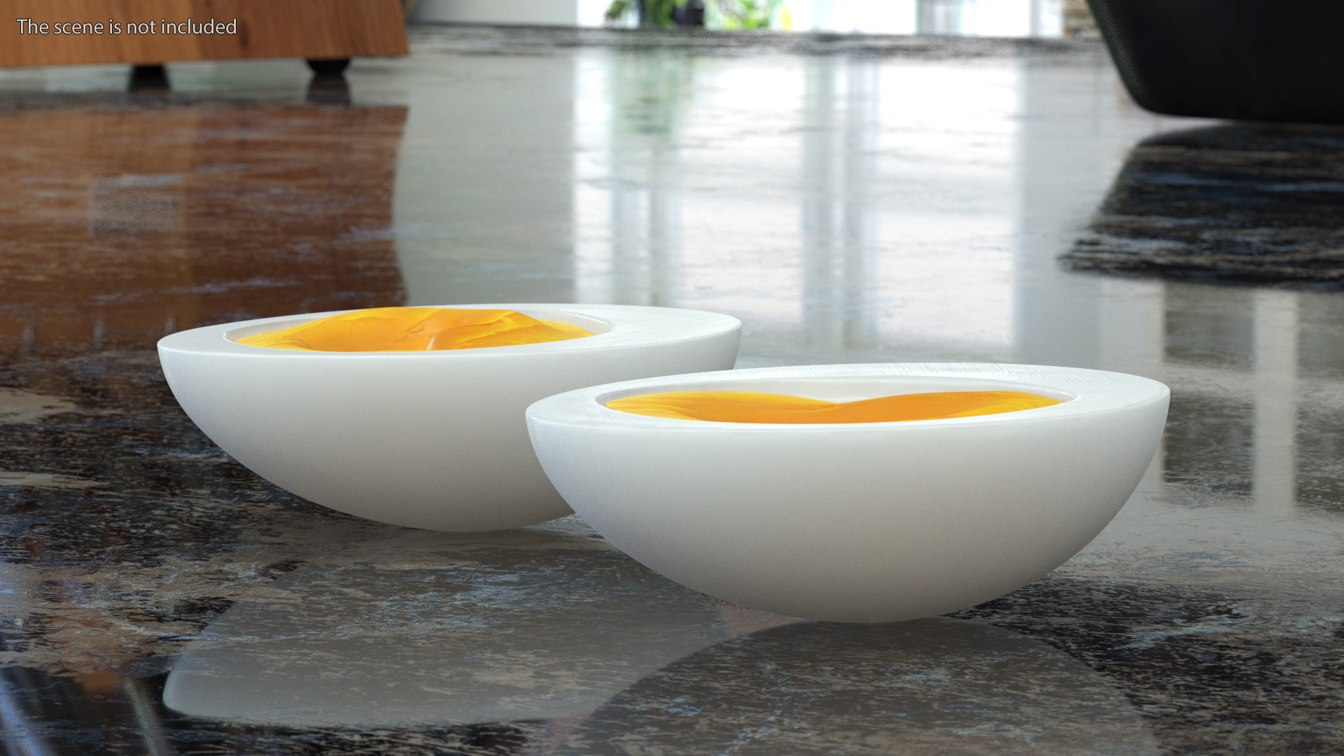 Peeled Soft Boiled Egg Halves 3D model