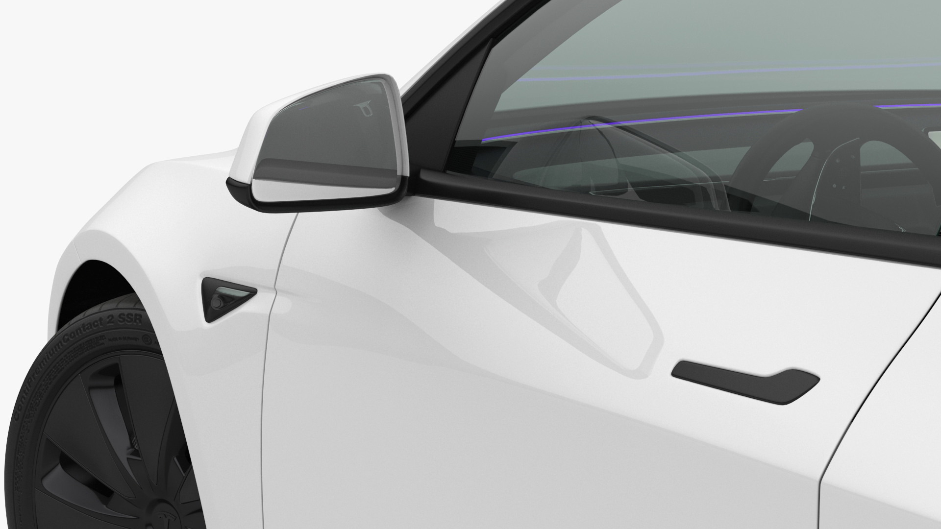 3D Tesla Model 3 2024 White Lights On Rigged