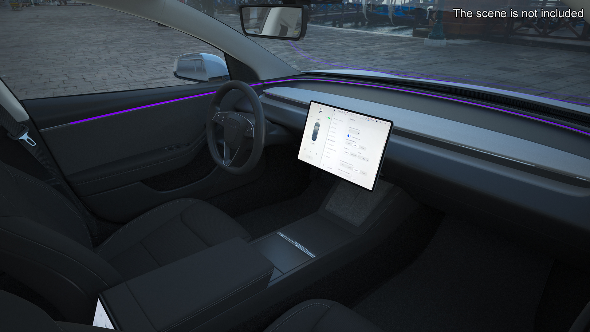 3D Tesla Model 3 2024 White Lights On Rigged