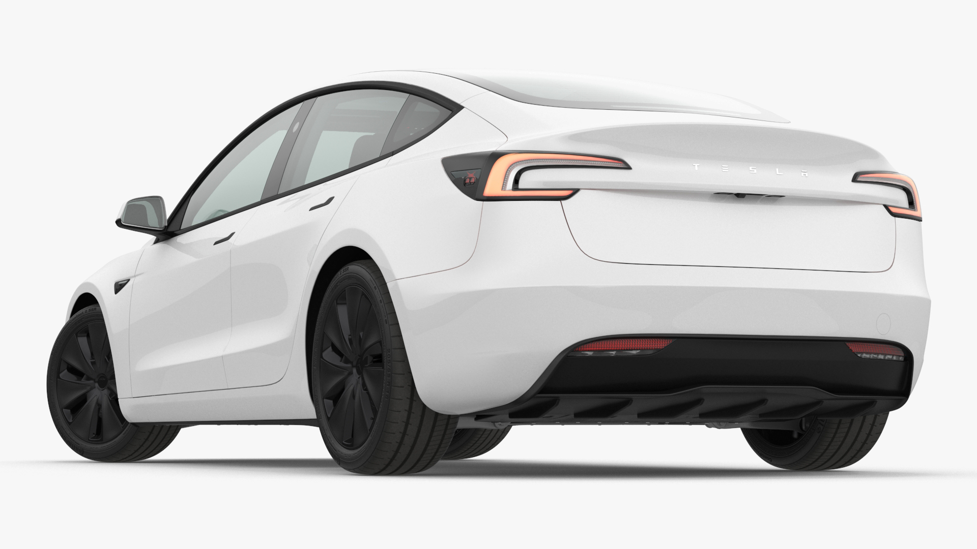 3D Tesla Model 3 2024 White Lights On Rigged