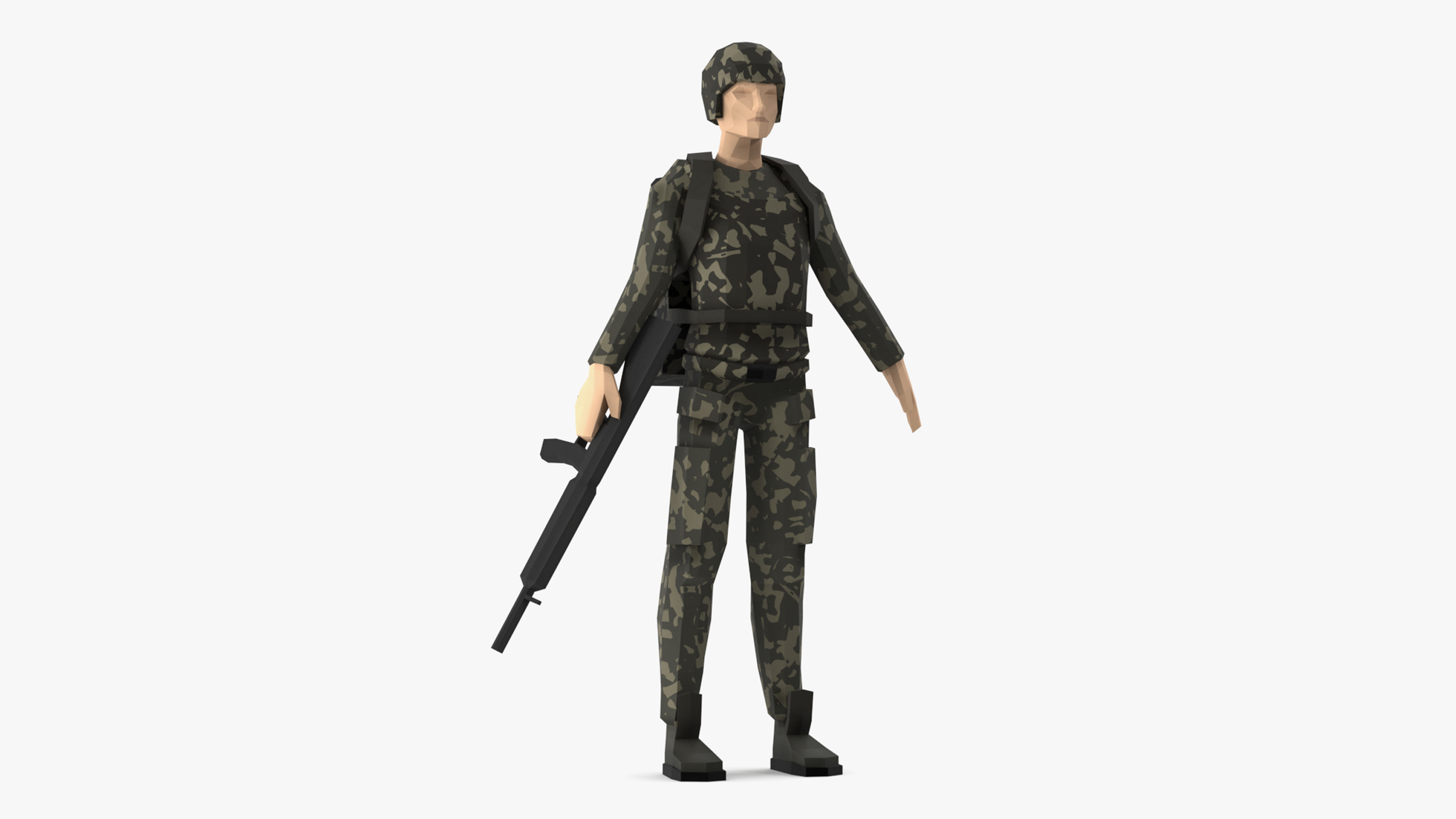 Soldier Low Poly Rigged for Cinema 4D 3D