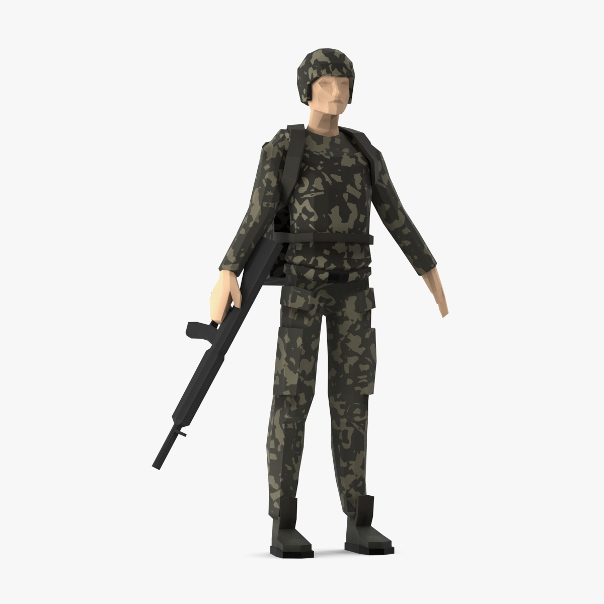Soldier Low Poly Rigged for Cinema 4D 3D