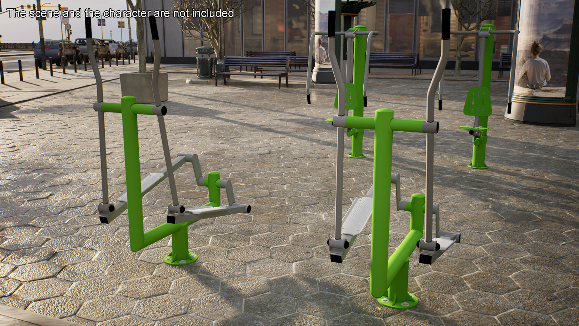 3D Outdoor Elliptical Cross Trainer Green model
