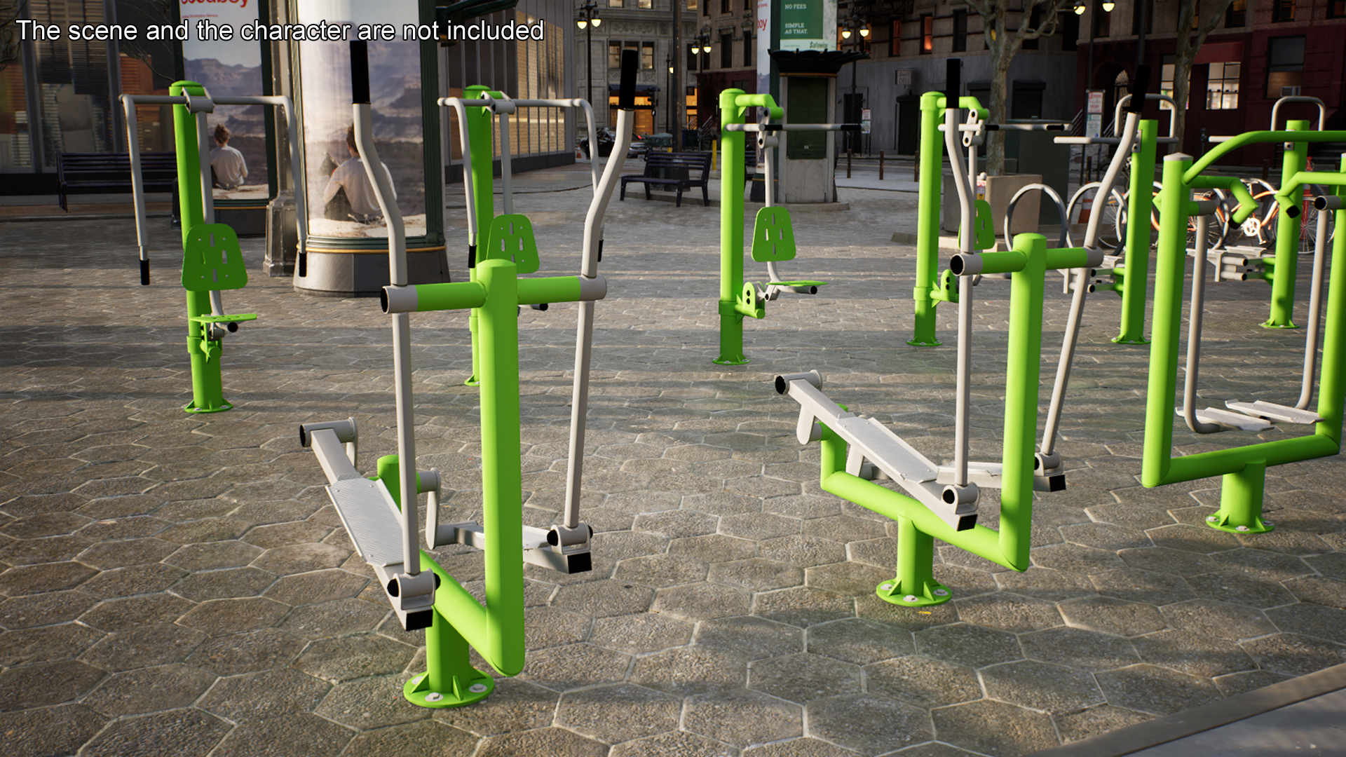 3D Outdoor Elliptical Cross Trainer Green model