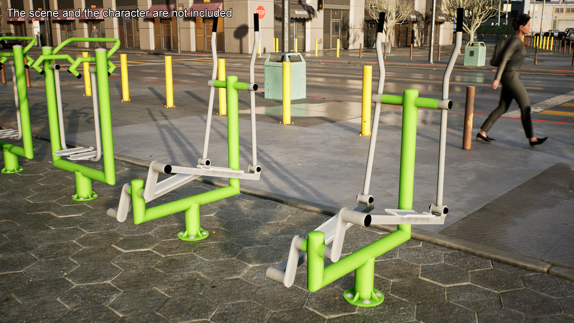 3D Outdoor Elliptical Cross Trainer Green model