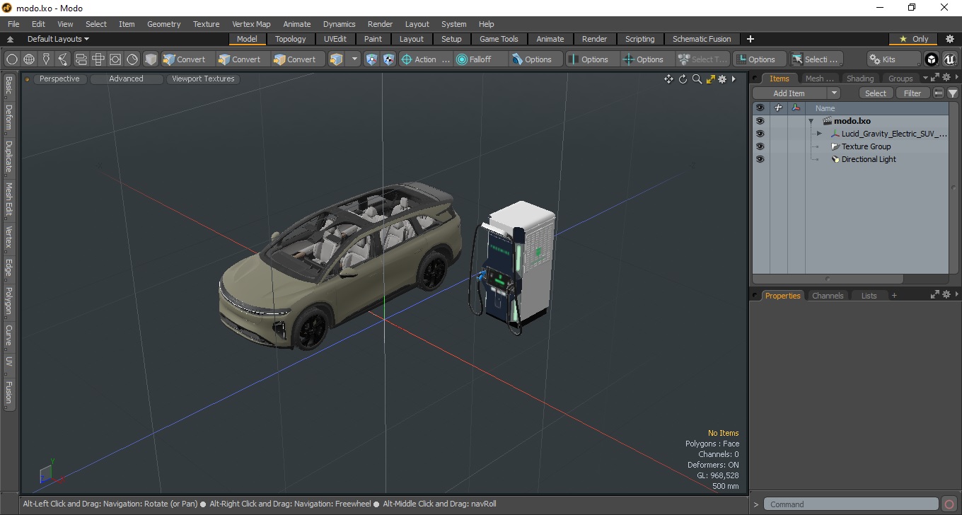 3D Lucid Gravity Electric SUV with Ultrafast EV Boost Charger model