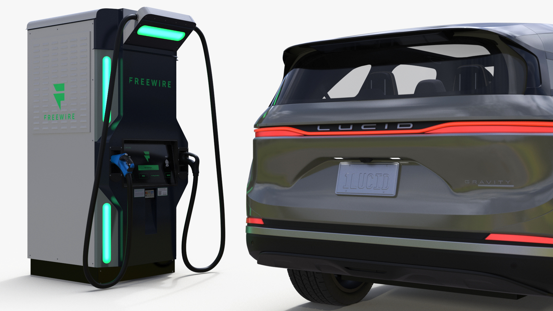 3D Lucid Gravity Electric SUV with Ultrafast EV Boost Charger model