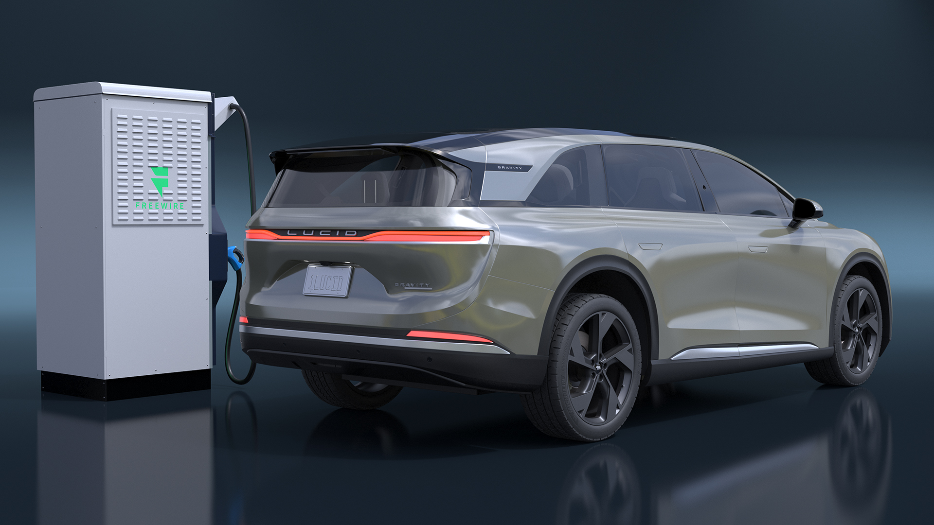 3D Lucid Gravity Electric SUV with Ultrafast EV Boost Charger model
