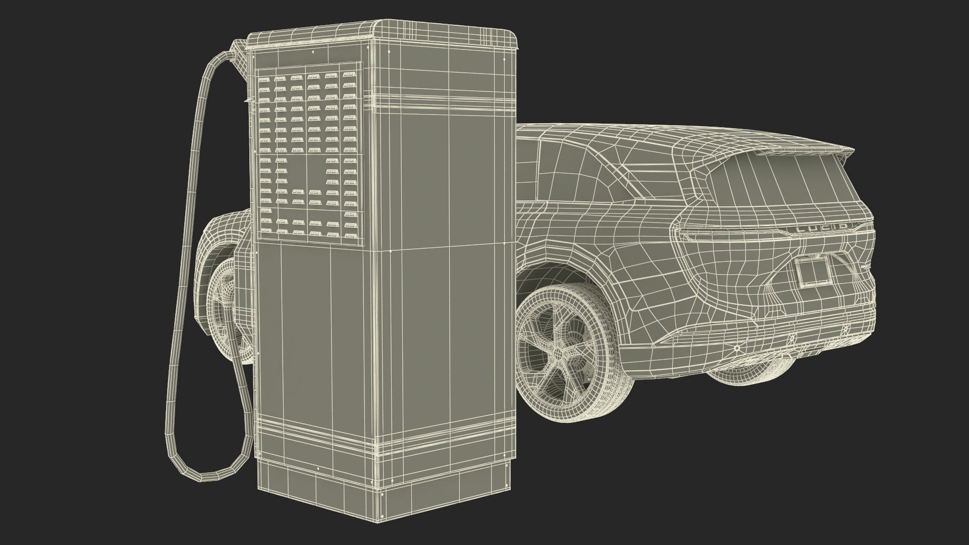 3D Lucid Gravity Electric SUV with Ultrafast EV Boost Charger model