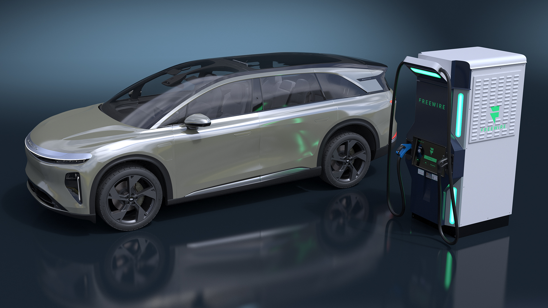 3D Lucid Gravity Electric SUV with Ultrafast EV Boost Charger model