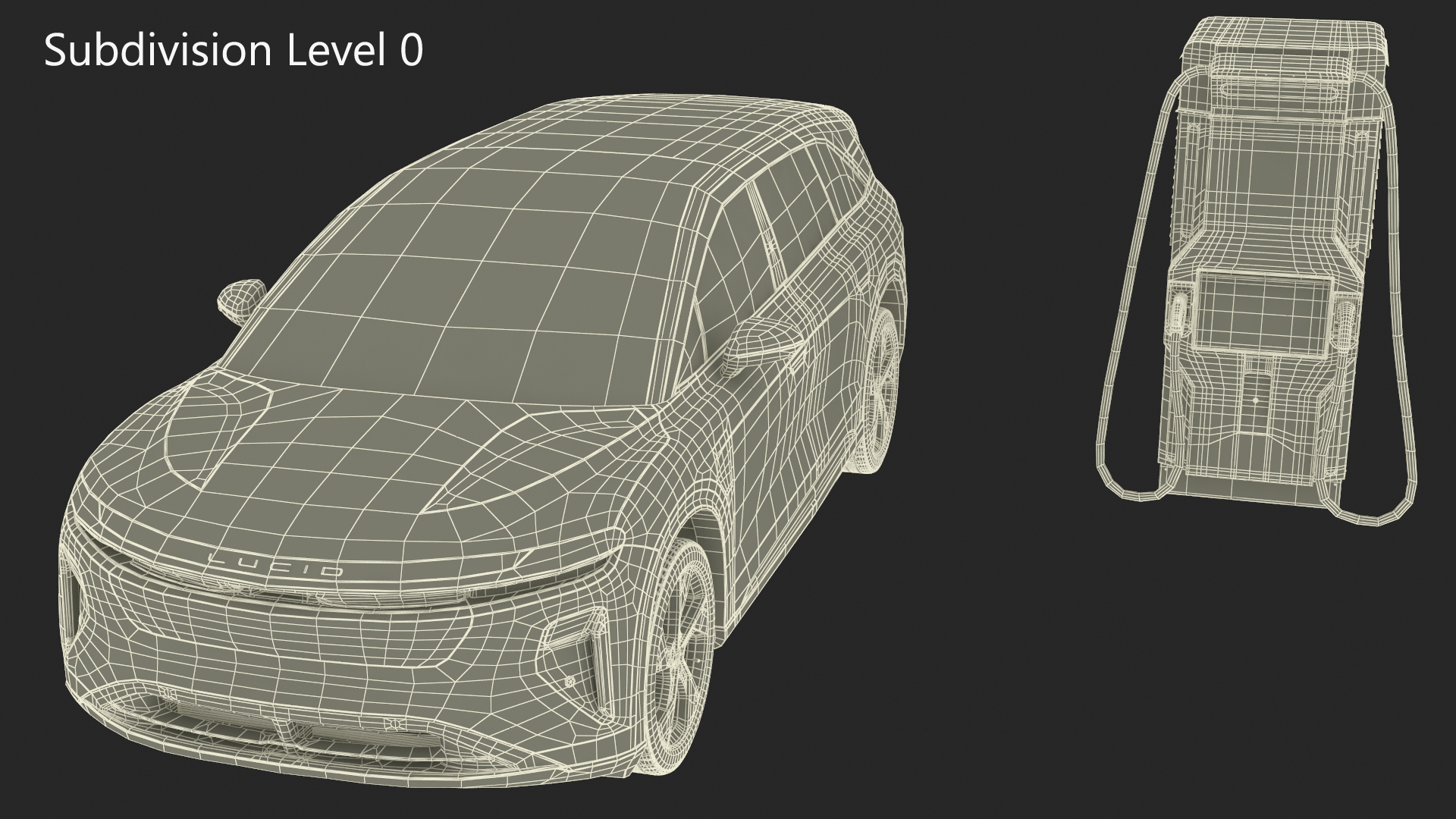 3D Lucid Gravity Electric SUV with Ultrafast EV Boost Charger model