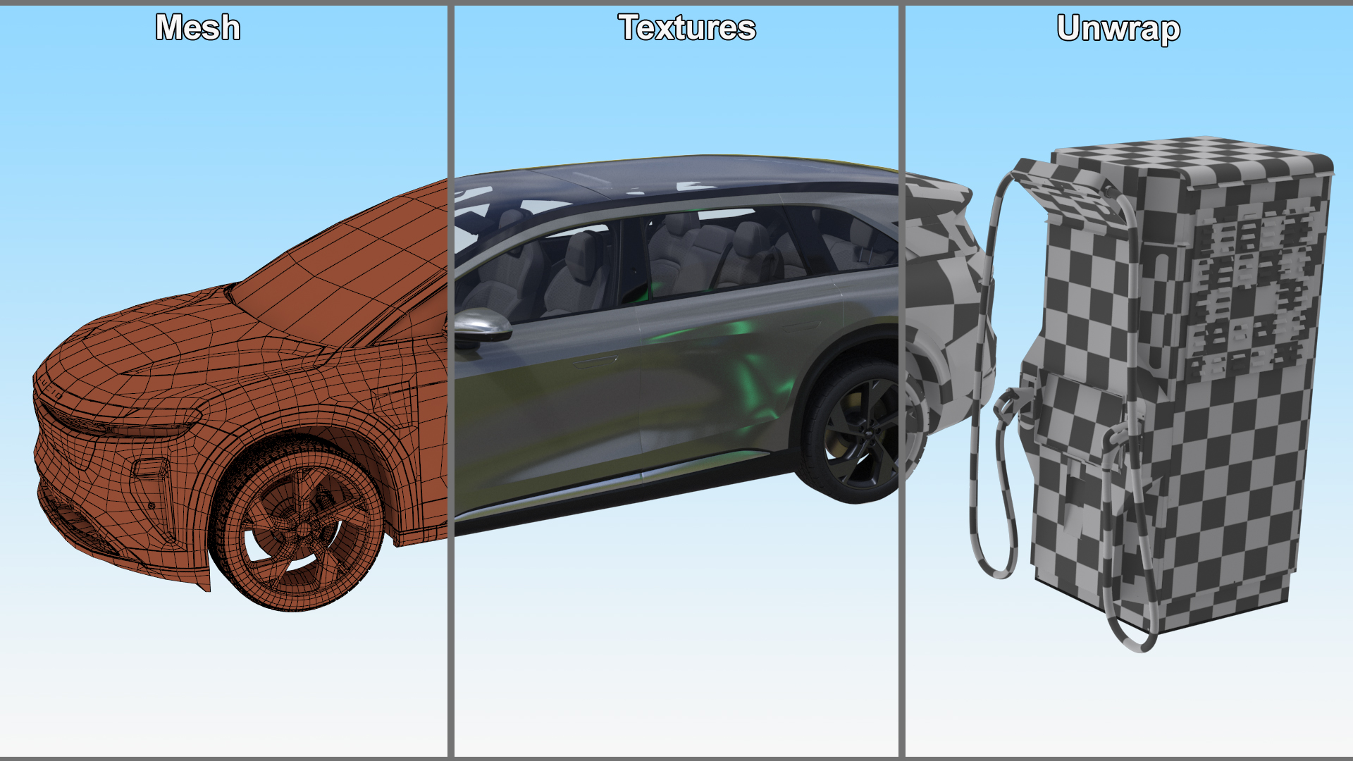 3D Lucid Gravity Electric SUV with Ultrafast EV Boost Charger model