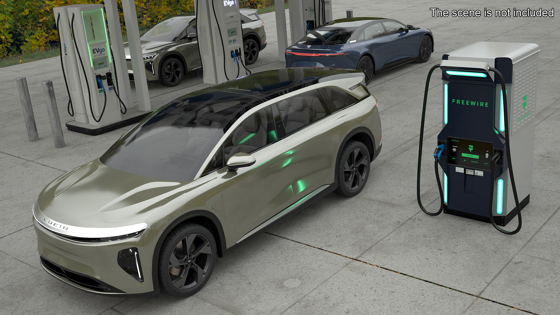 3D Lucid Gravity Electric SUV with Ultrafast EV Boost Charger model