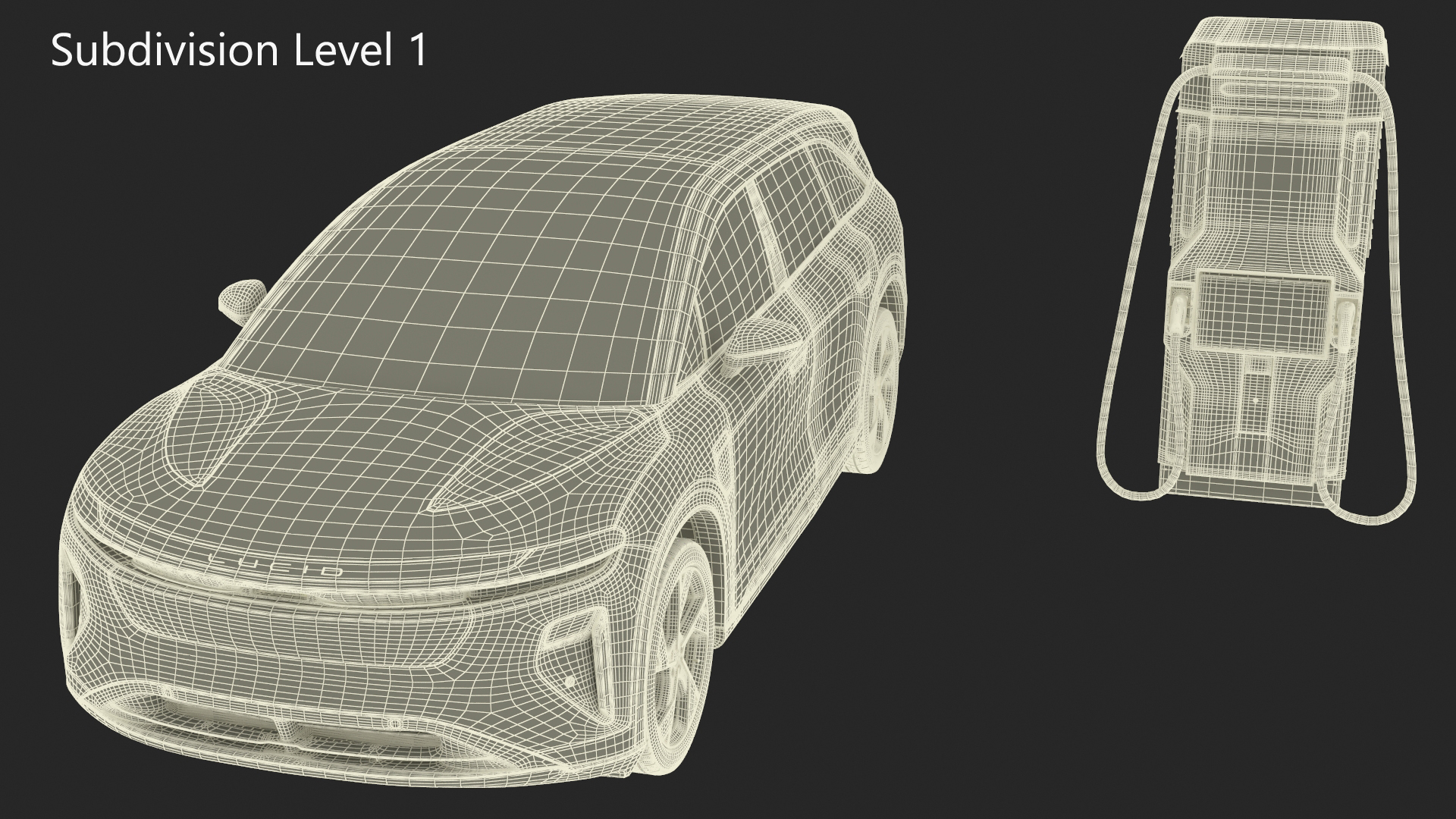 3D Lucid Gravity Electric SUV with Ultrafast EV Boost Charger model