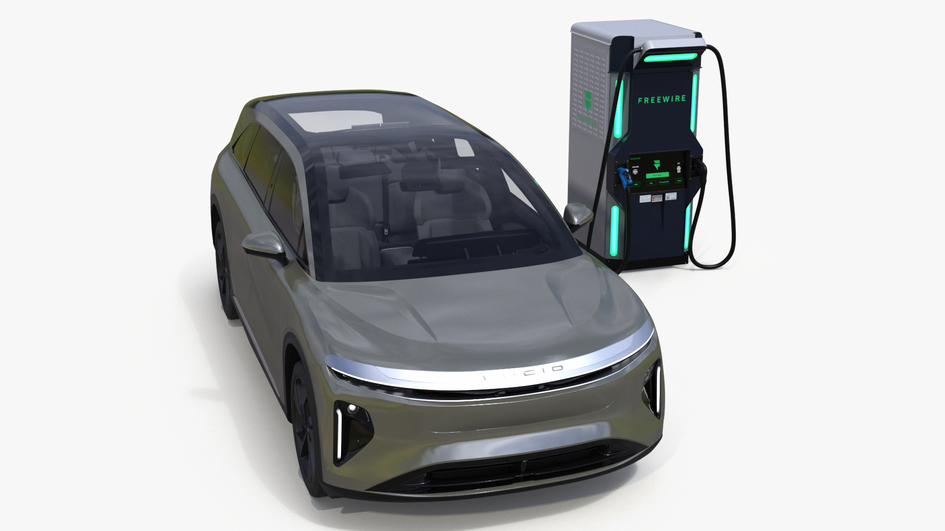 3D Lucid Gravity Electric SUV with Ultrafast EV Boost Charger model
