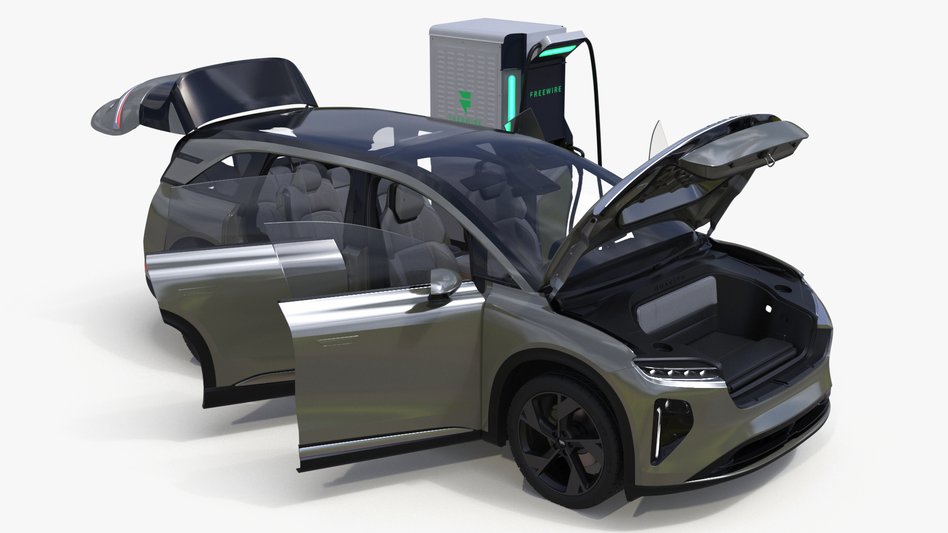 3D Lucid Gravity Electric SUV with Ultrafast EV Boost Charger model