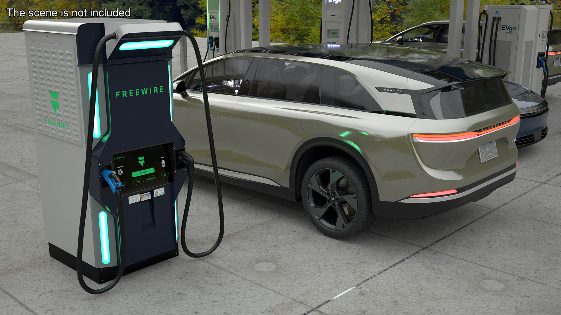 3D Lucid Gravity Electric SUV with Ultrafast EV Boost Charger model