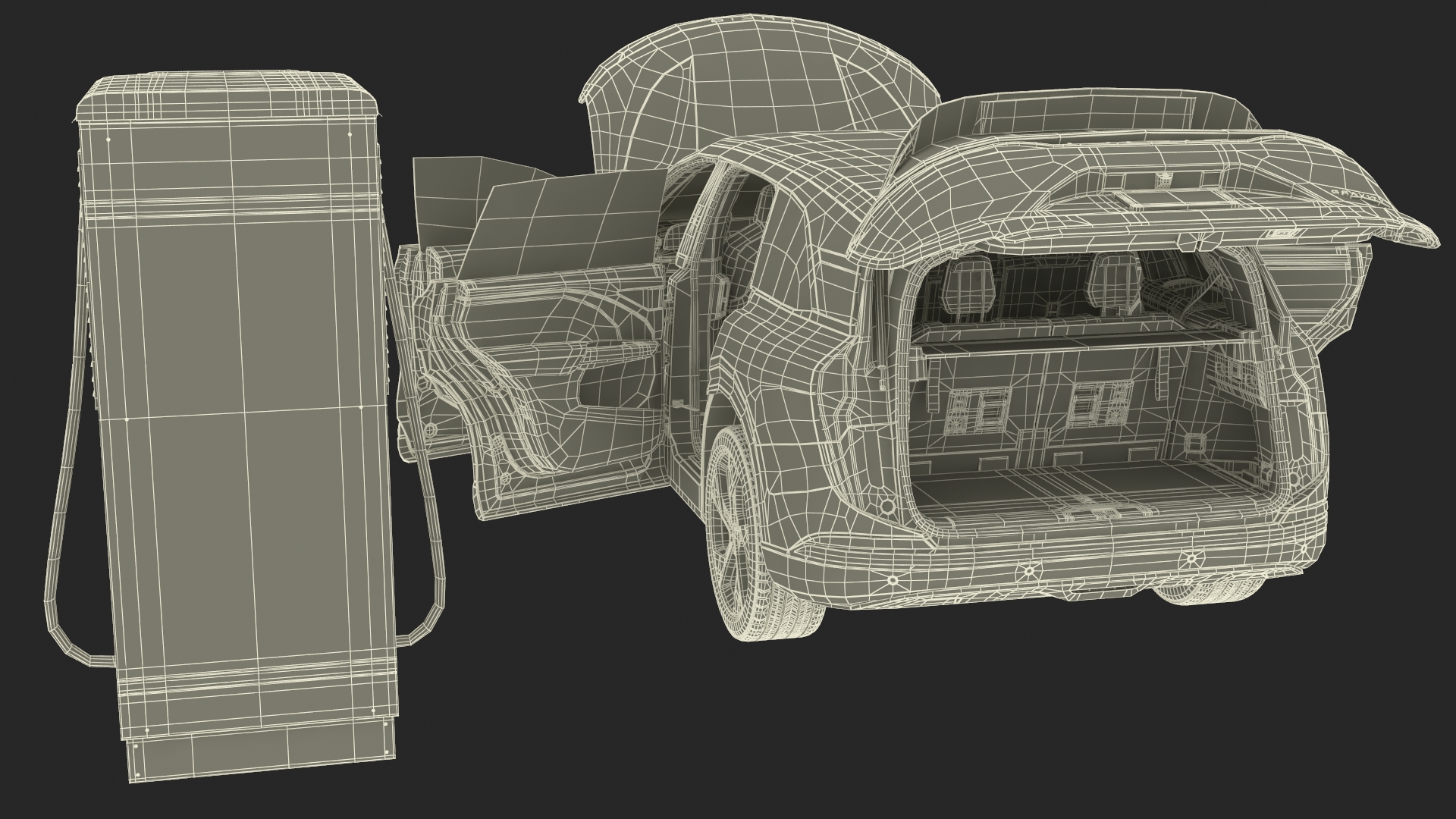 3D Lucid Gravity Electric SUV with Ultrafast EV Boost Charger model