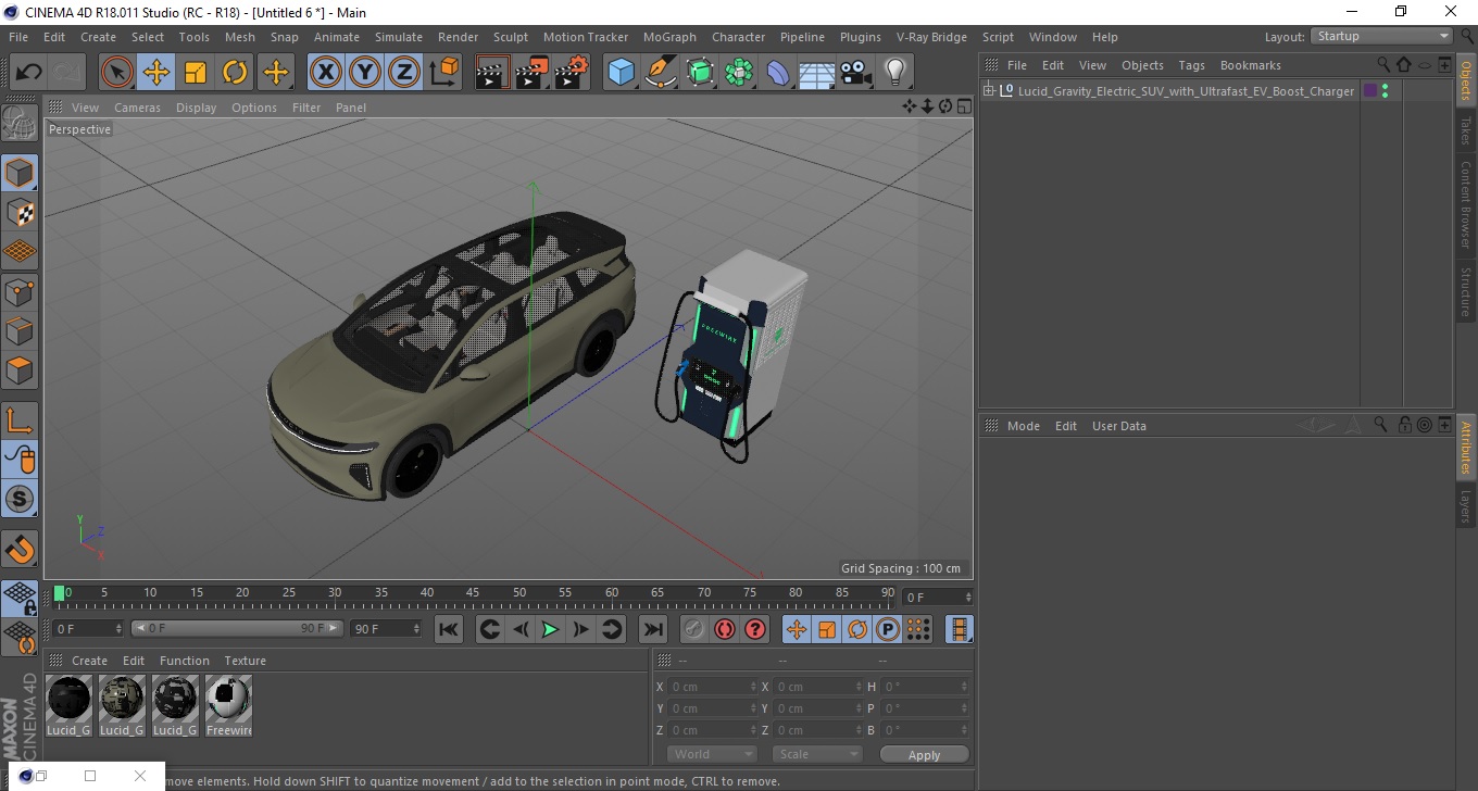 3D Lucid Gravity Electric SUV with Ultrafast EV Boost Charger model