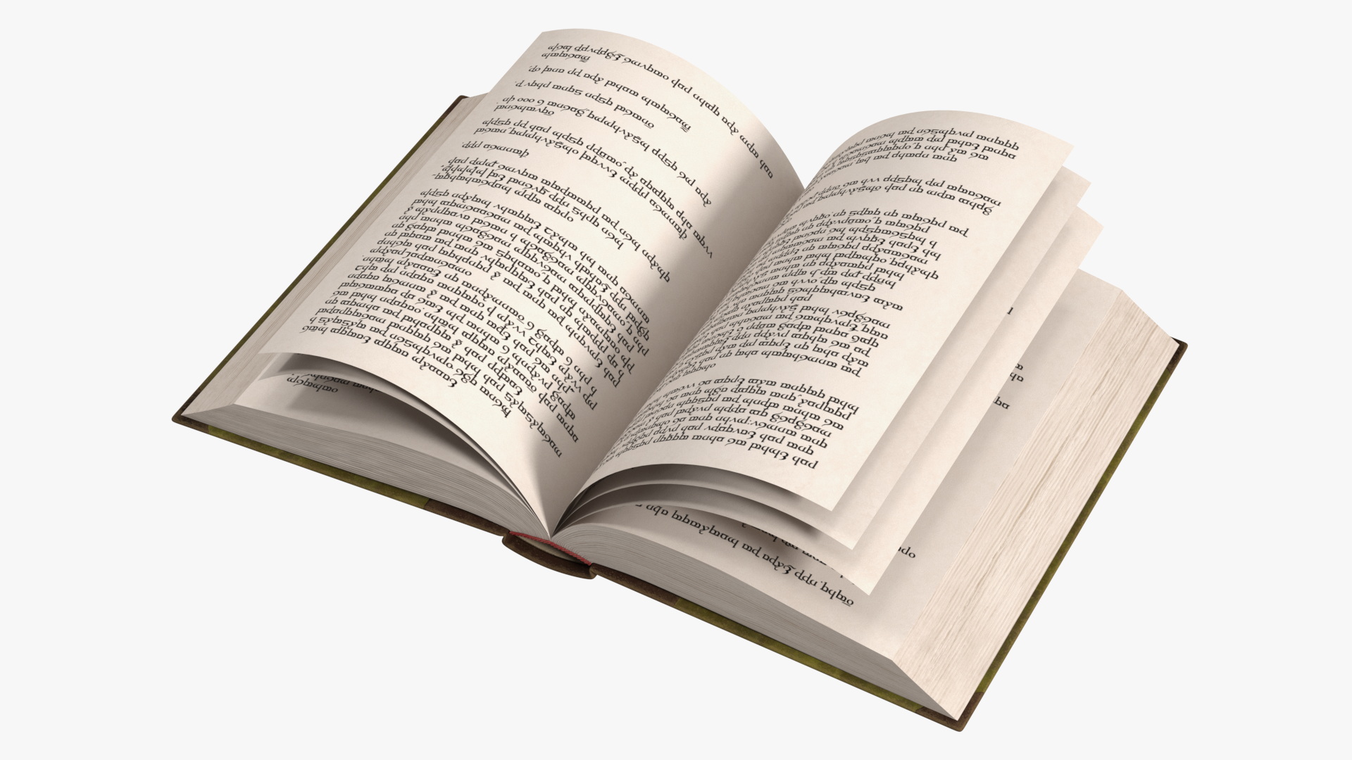 3D Hardback Book Elven Text Green Rigged for Cinema 4D
