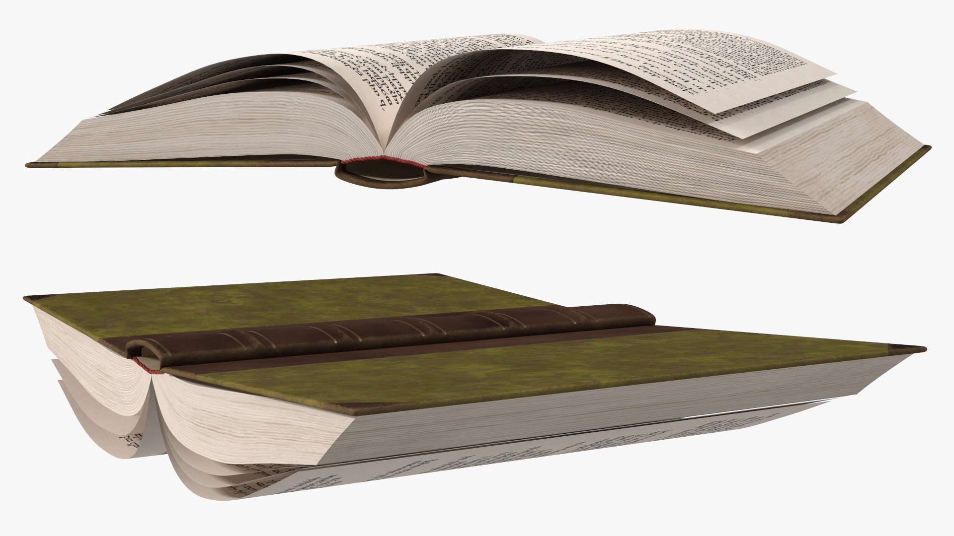 3D Hardback Book Elven Text Green Rigged for Cinema 4D