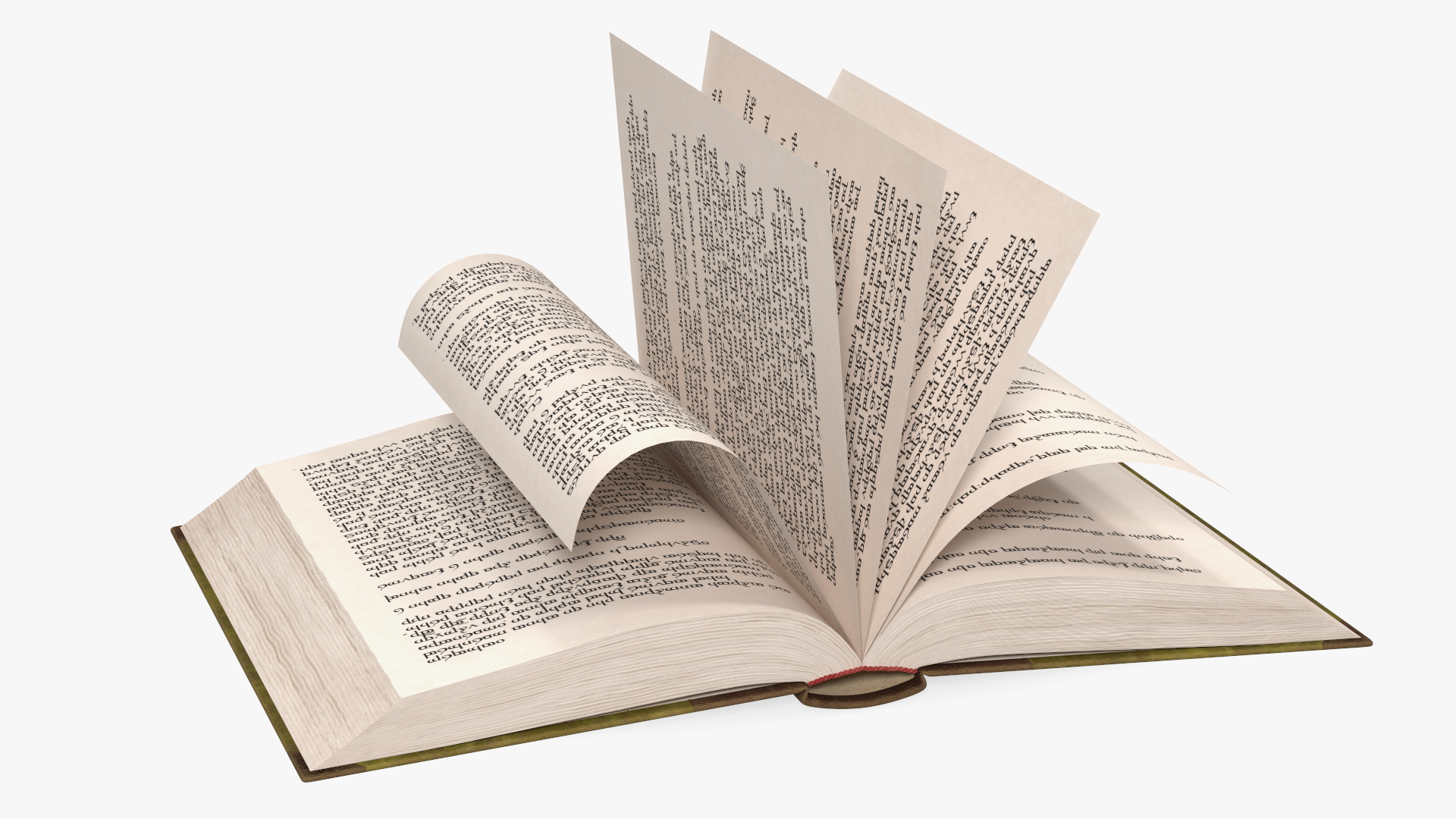3D Hardback Book Elven Text Green Rigged for Cinema 4D