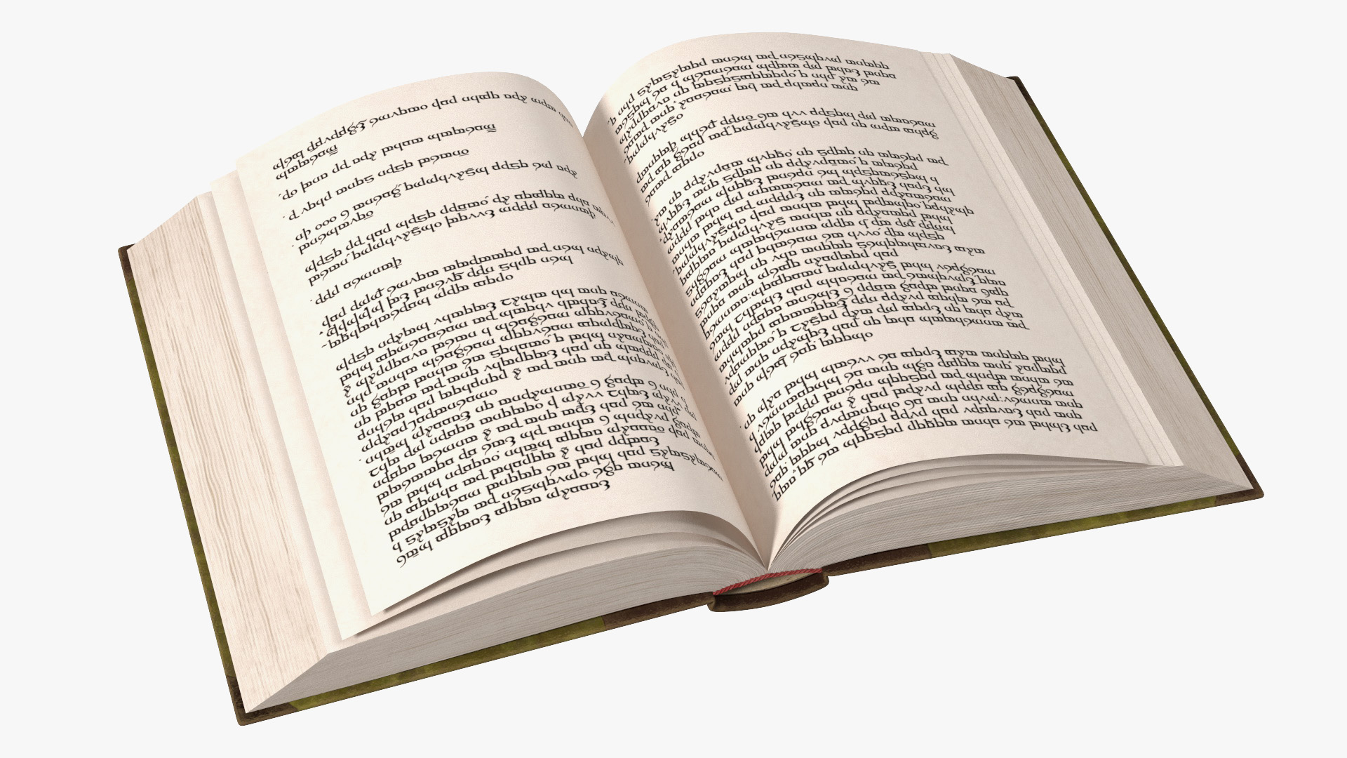 3D Hardback Book Elven Text Green Rigged for Cinema 4D