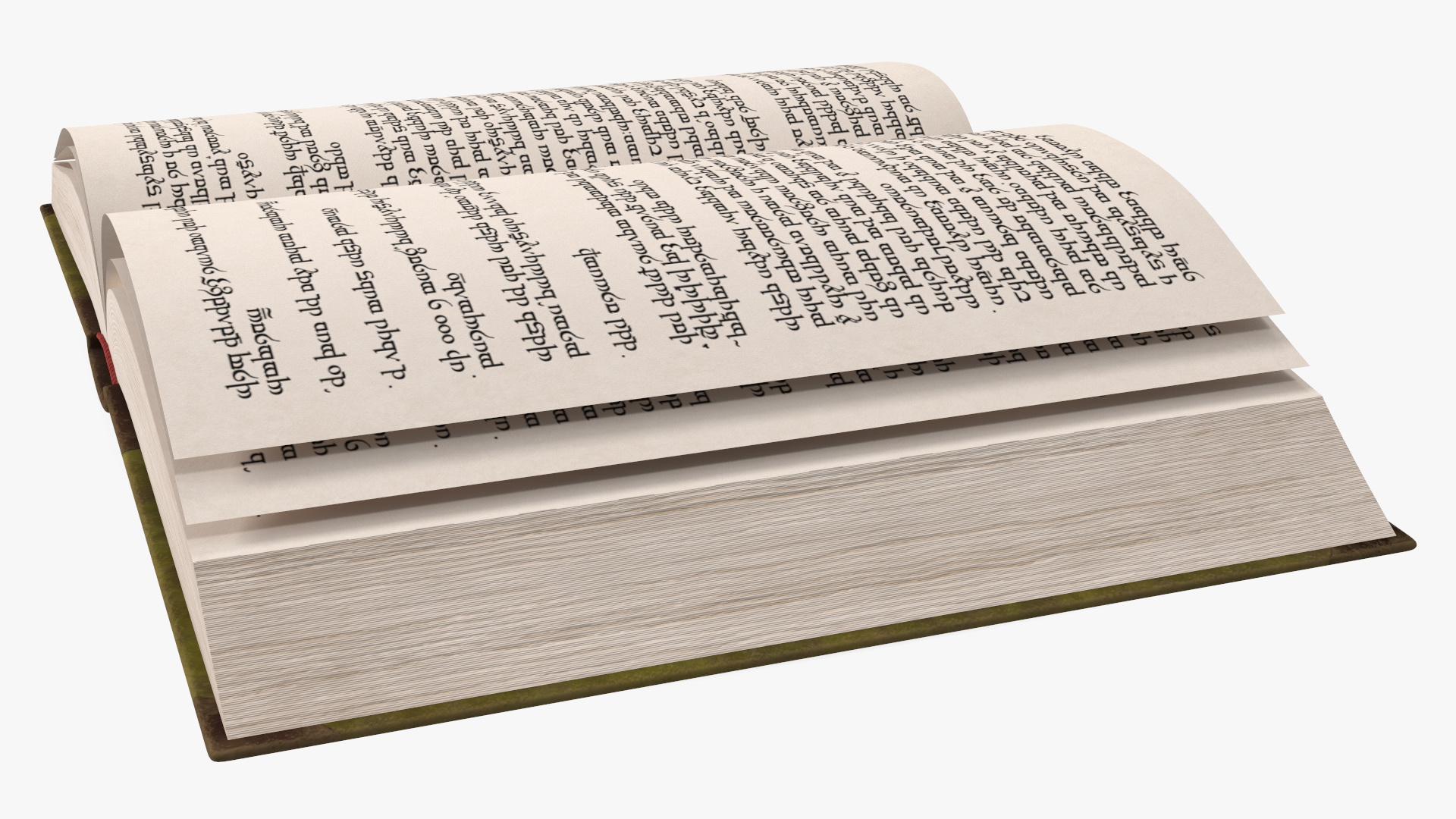 3D Hardback Book Elven Text Green Rigged for Cinema 4D