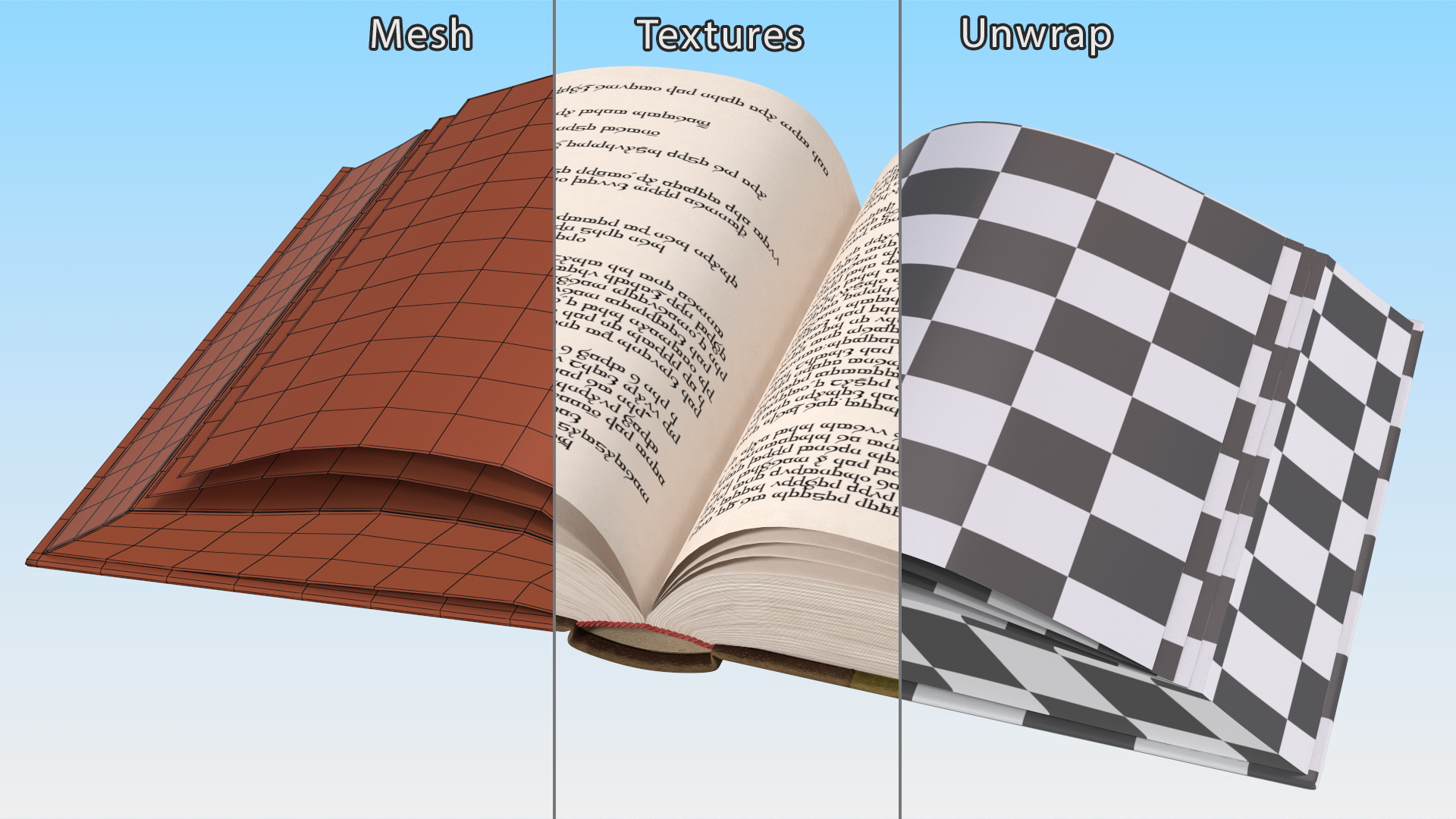 3D Hardback Book Elven Text Green Rigged for Cinema 4D