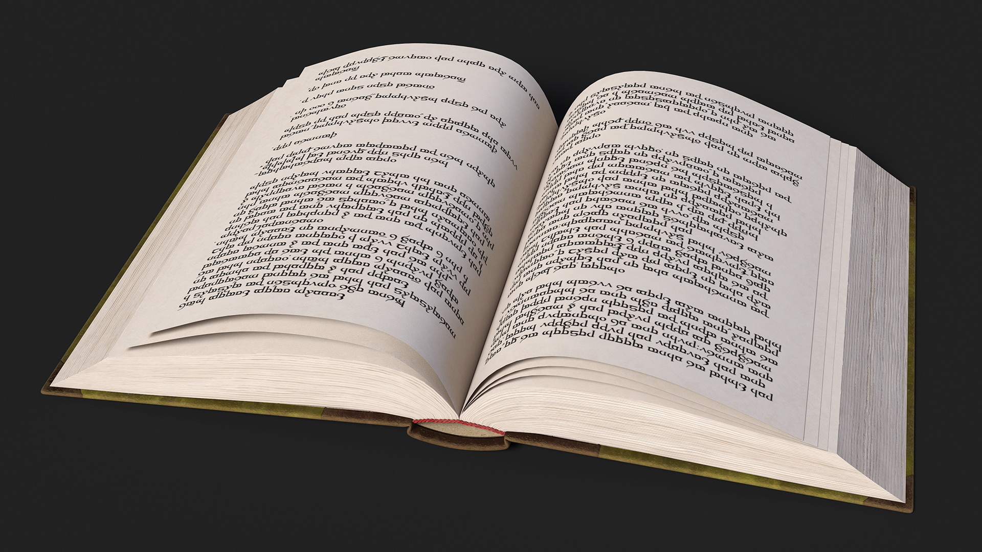 3D Hardback Book Elven Text Green Rigged for Cinema 4D