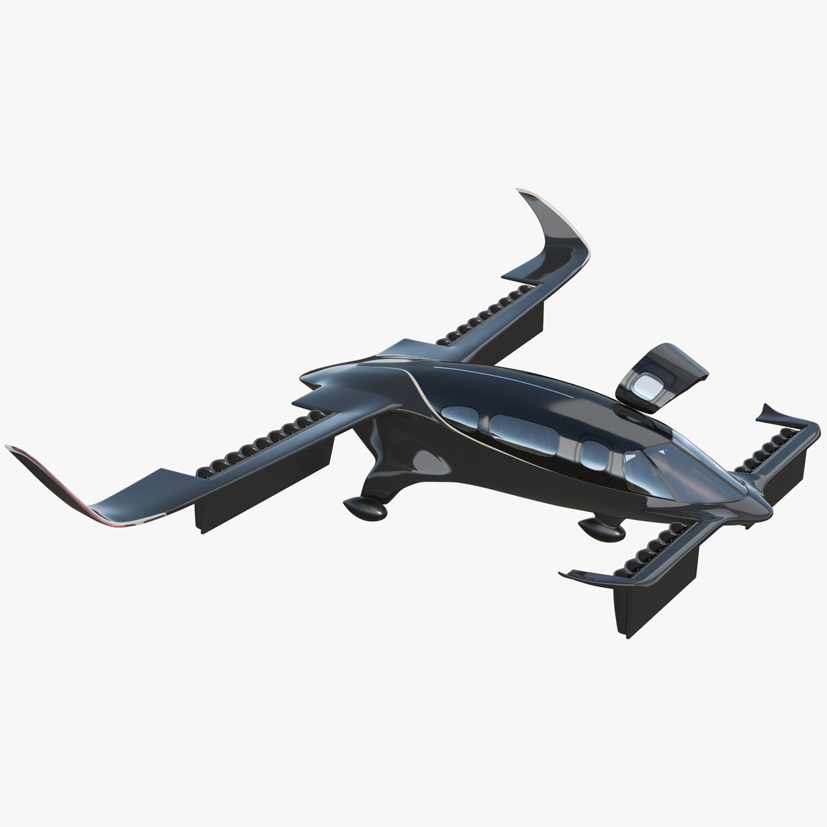 3D model Air Taxi Black Rigged for Cinema 4D