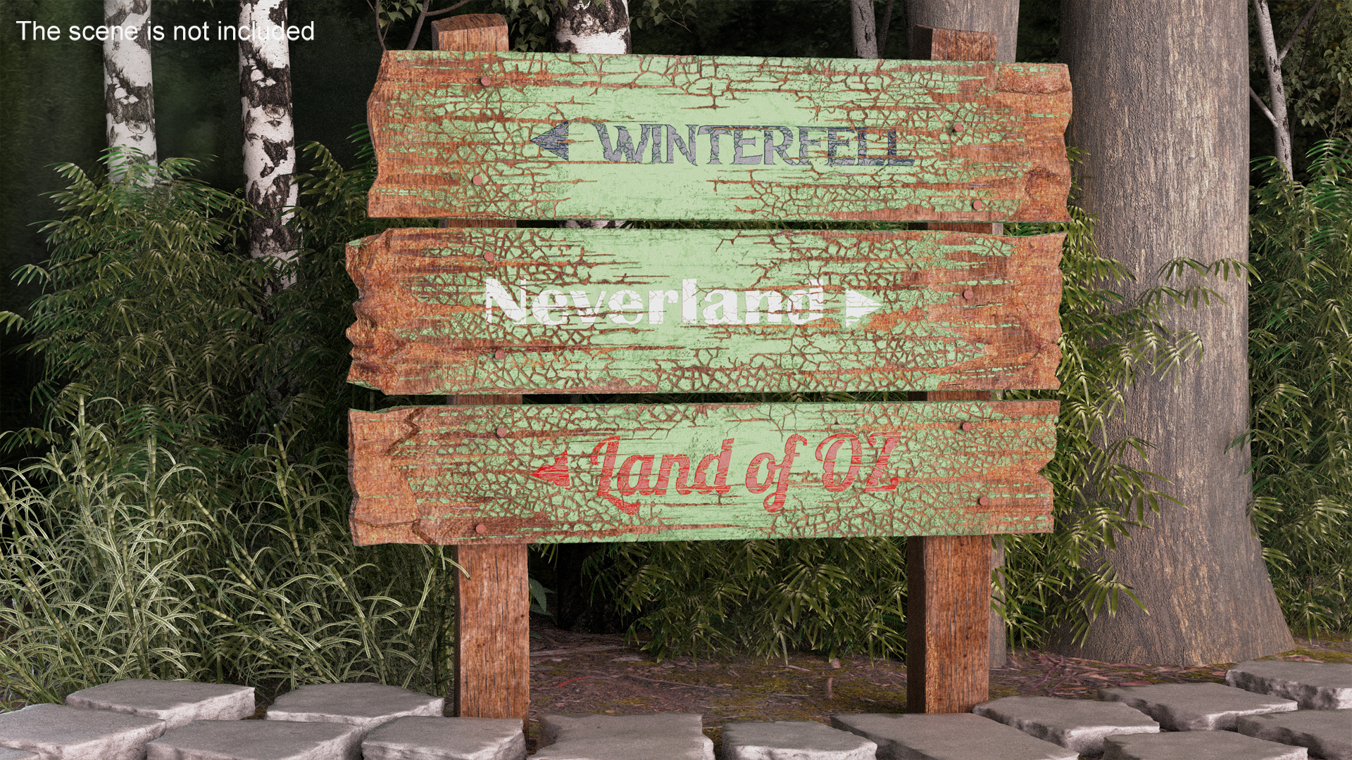 3D Old Weathered Wooden Sign Board