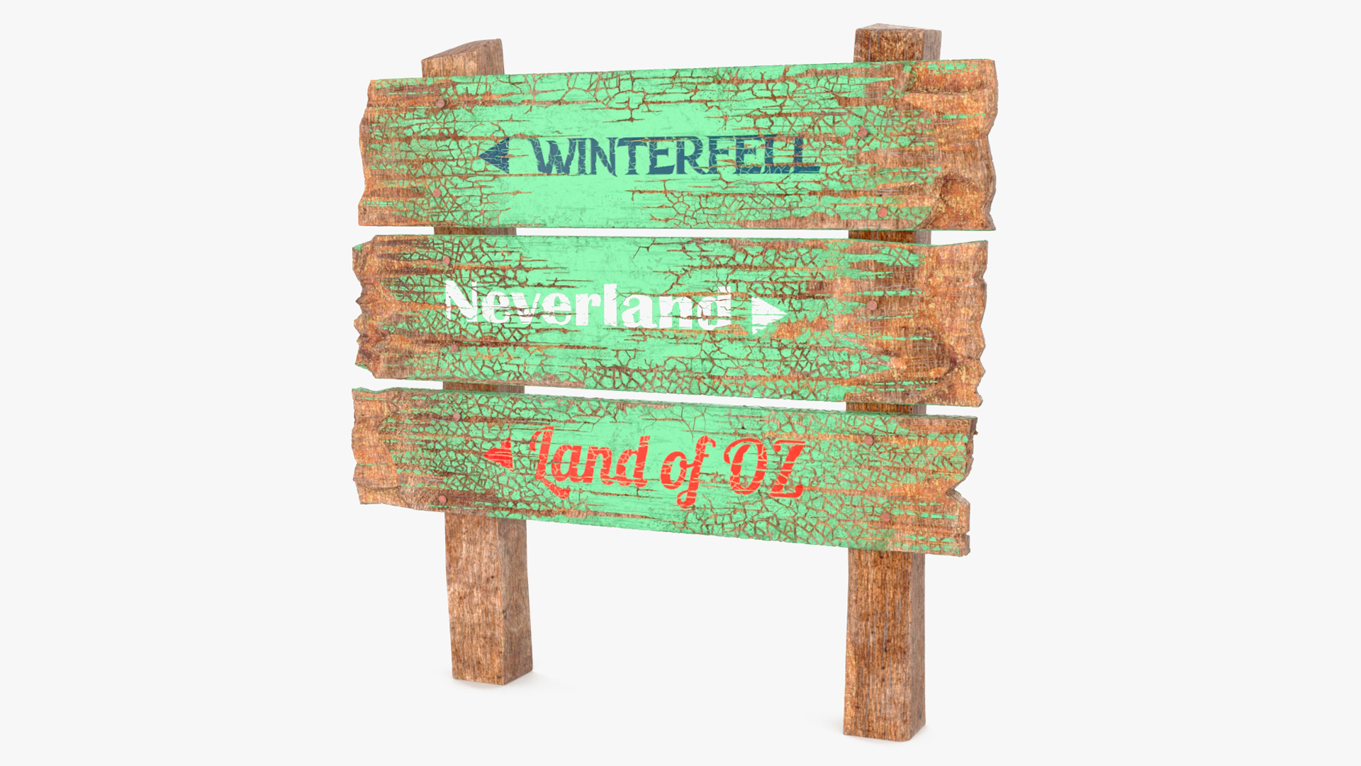 3D Old Weathered Wooden Sign Board
