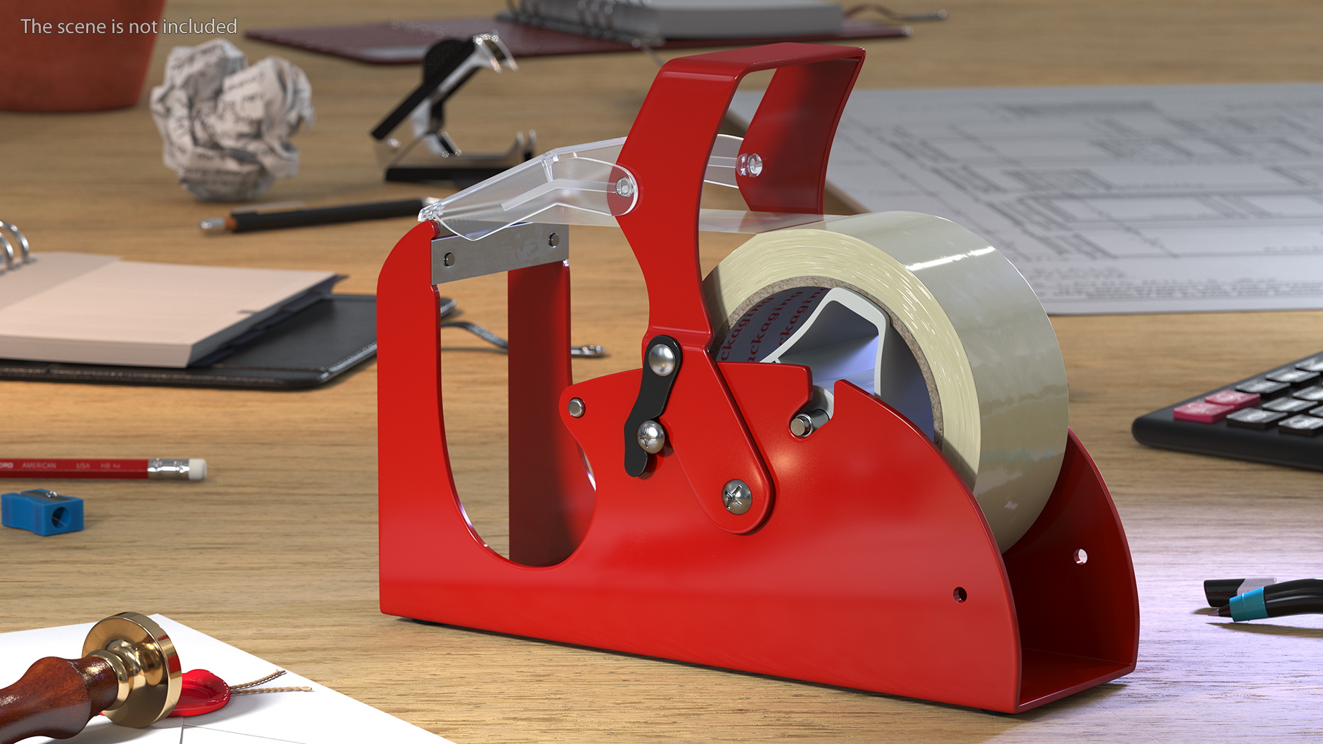 3D Benchtop Tape Dispenser with Safety Guard Yellow model