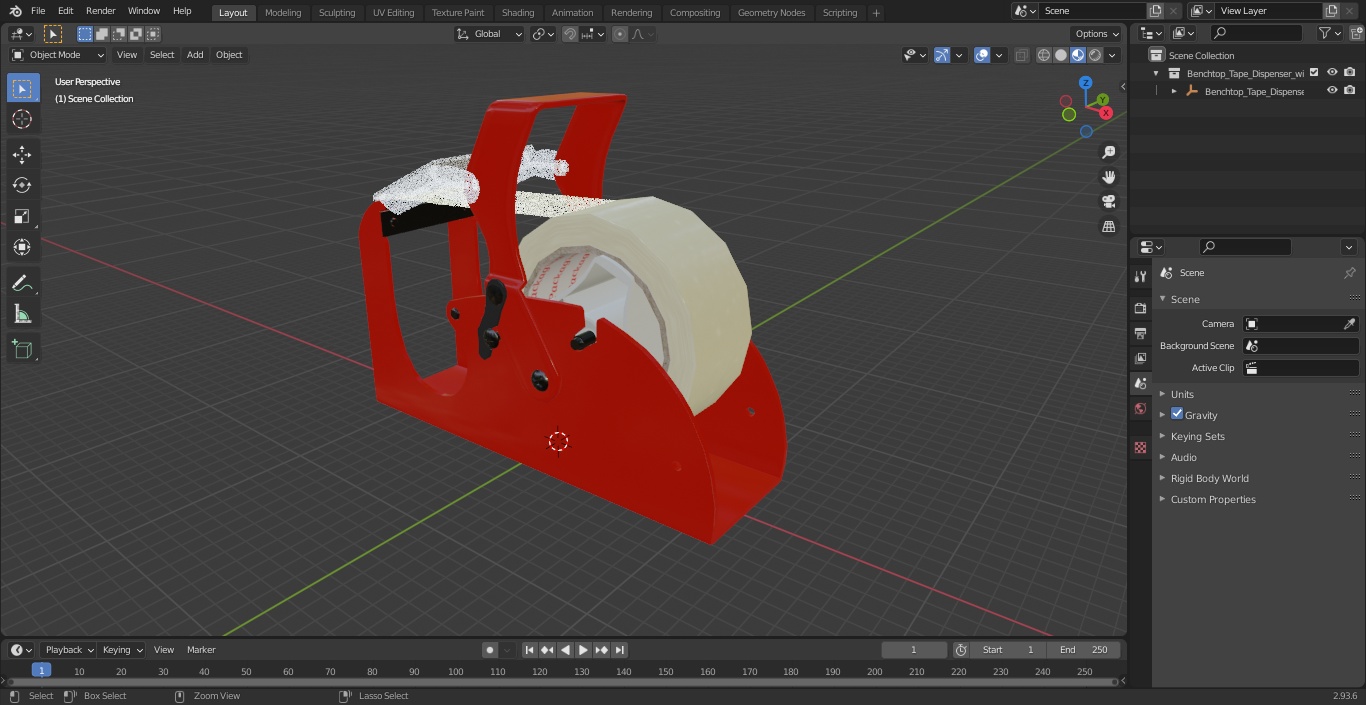 3D Benchtop Tape Dispenser with Safety Guard Yellow model