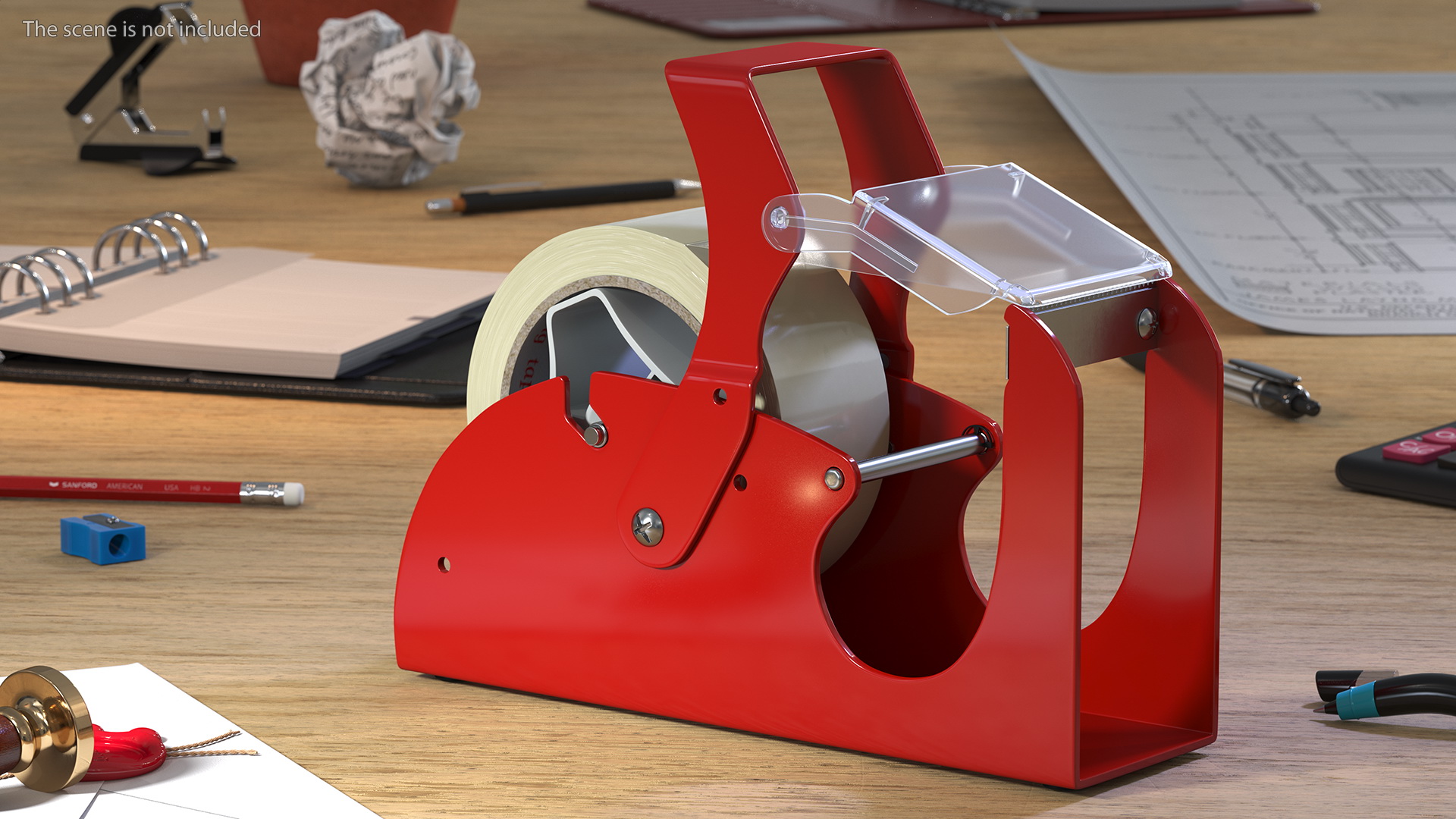 3D Benchtop Tape Dispenser with Safety Guard Yellow model