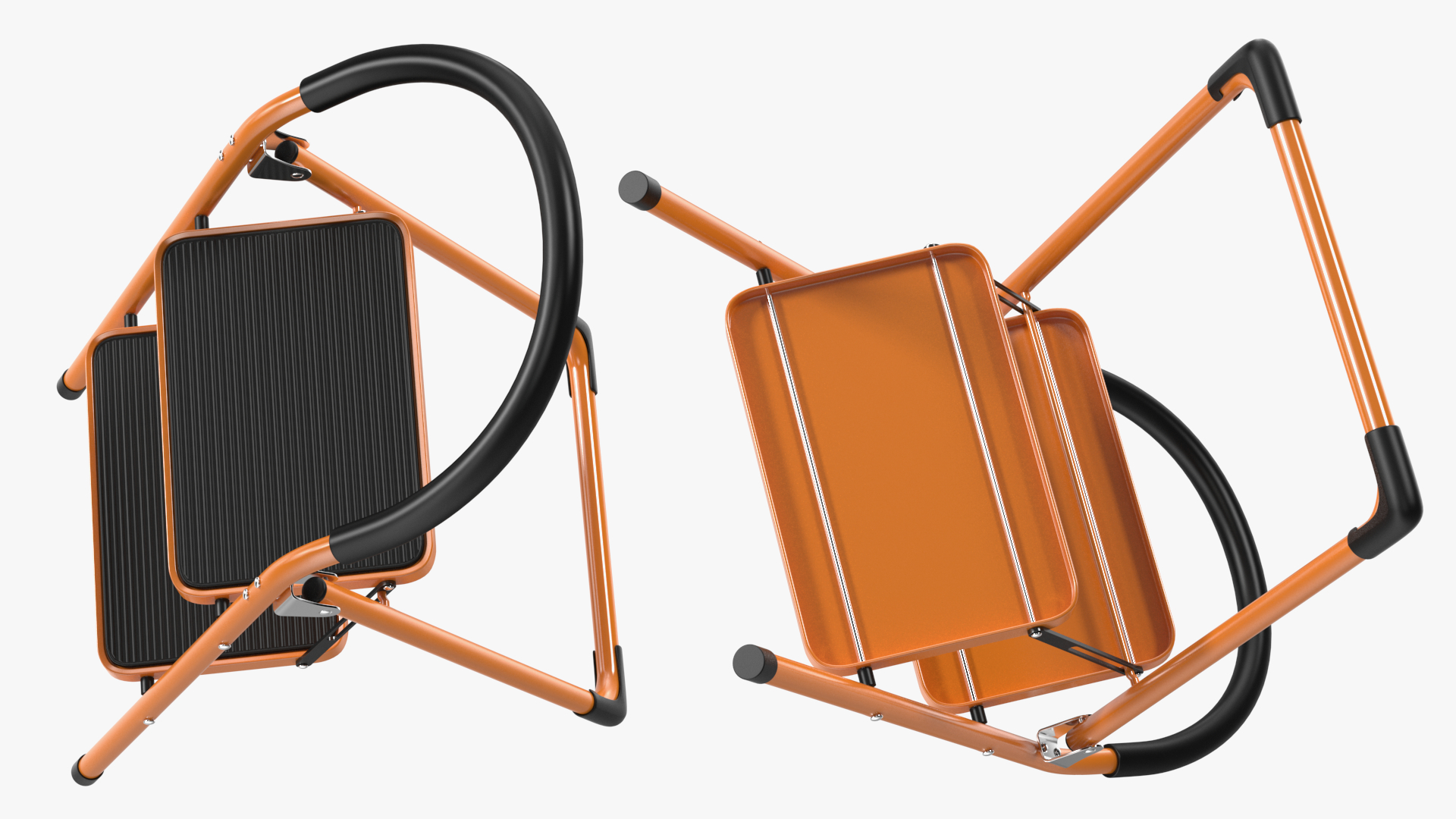 3D Portable Anti Slip 2 Step Orange Ladder Folding Step Stool model