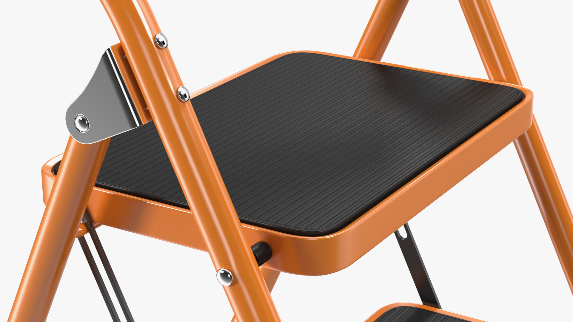 3D Portable Anti Slip 2 Step Orange Ladder Folding Step Stool model