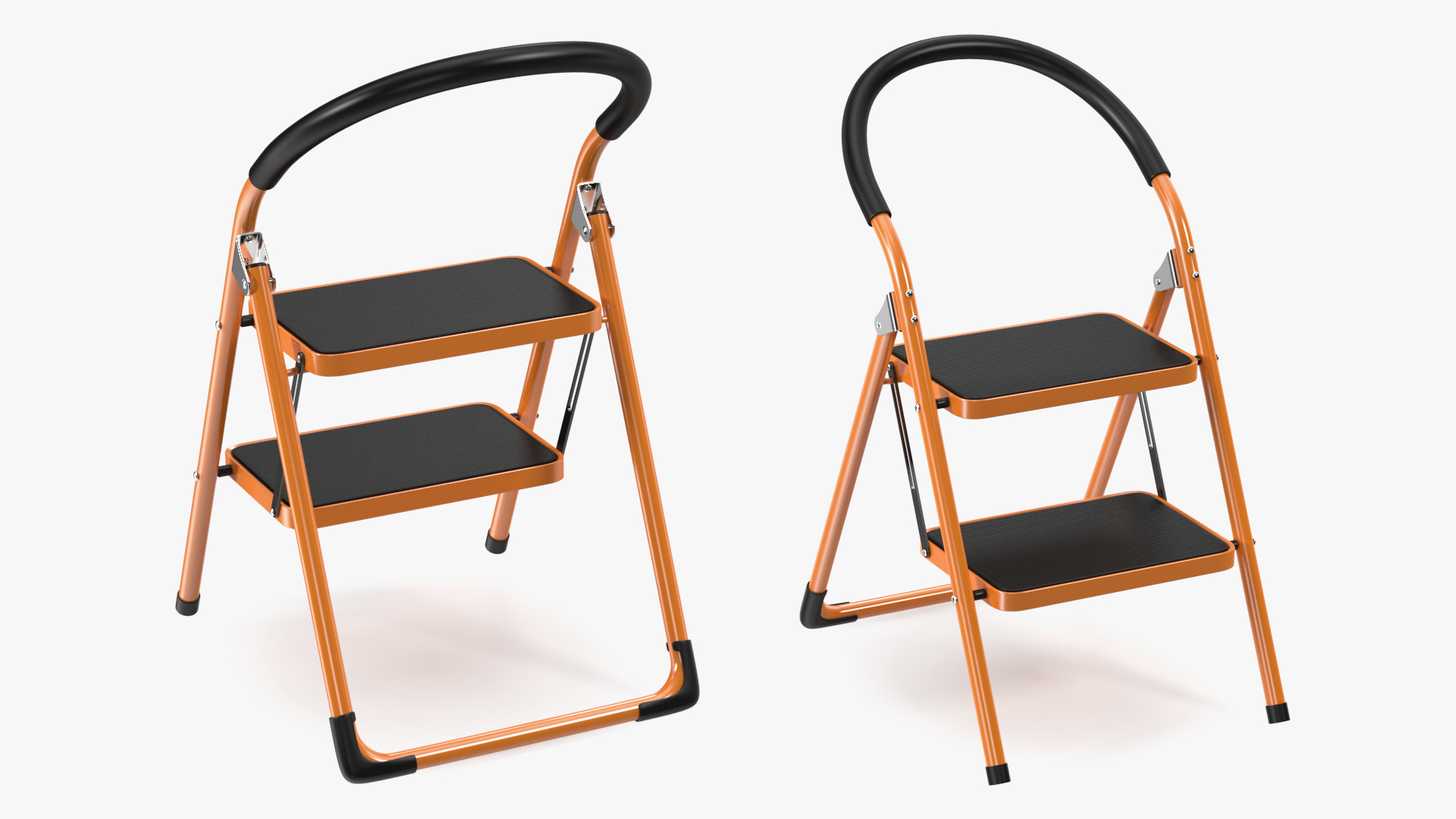 3D Portable Anti Slip 2 Step Orange Ladder Folding Step Stool model