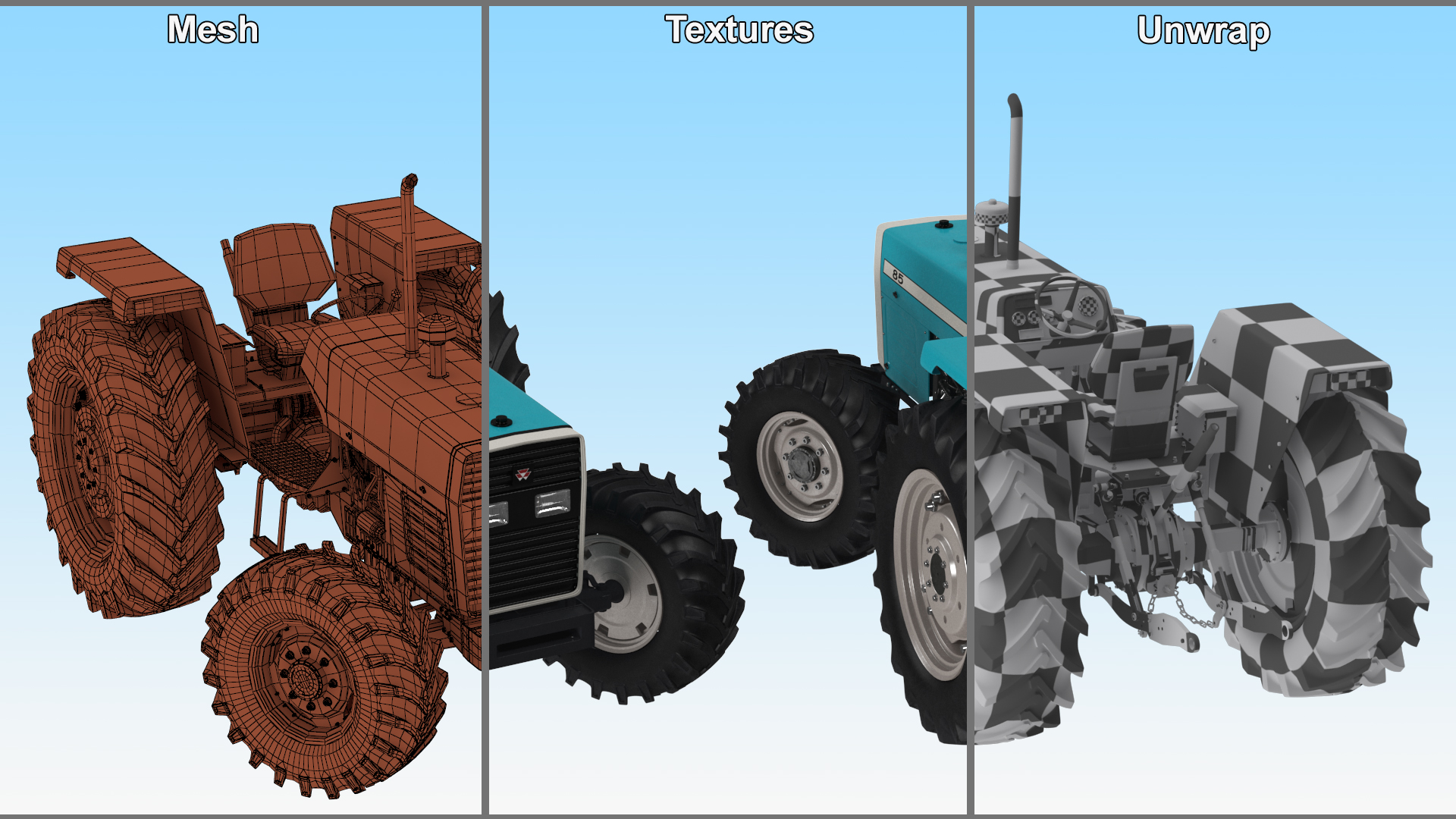 Farm Tractor Rigged 3D model