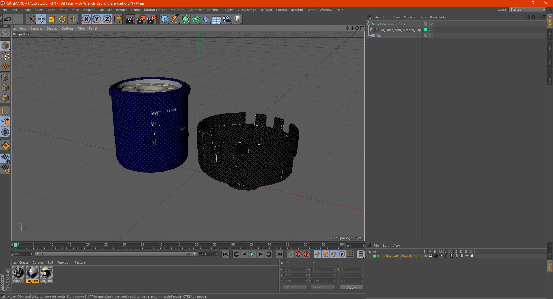 3D Oil Filter with Wrench Cap