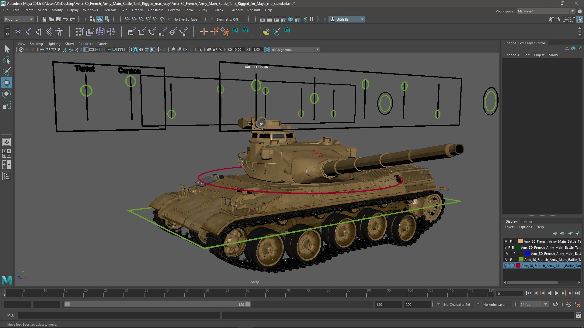 3D Amx-30 French Army Main Battle Tank Rigged for Maya