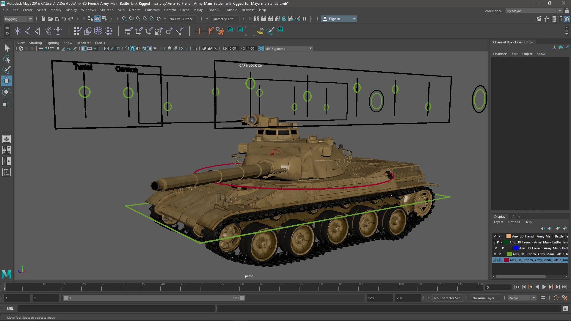 3D Amx-30 French Army Main Battle Tank Rigged for Maya