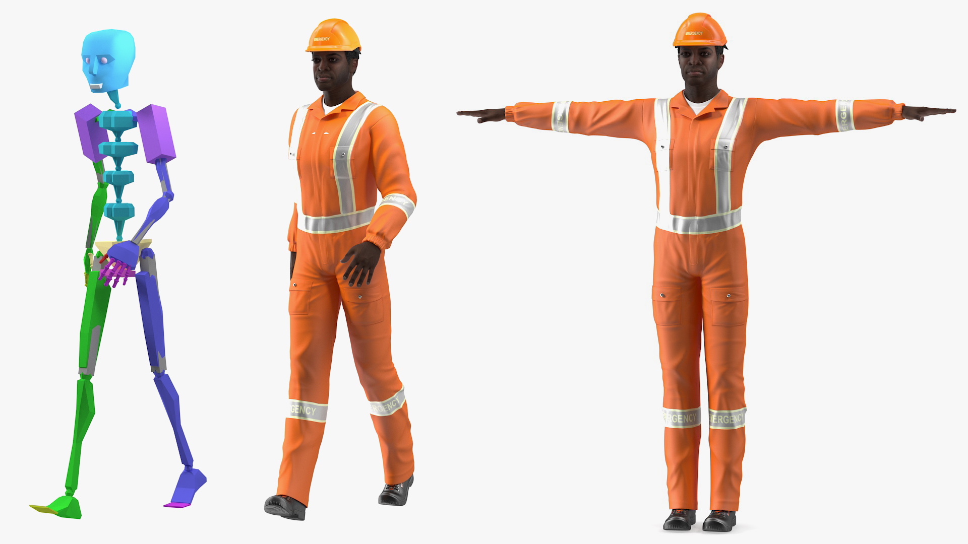 3D African American Rescuer Rigged